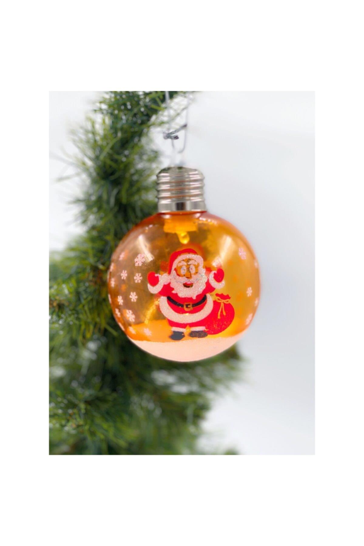 Yılbaşı Noel Baba Simli Kar Taneli Işıklı Lüks Koleksiyonluk Fanus Çam Ağacı Top Süs Dekorasyon