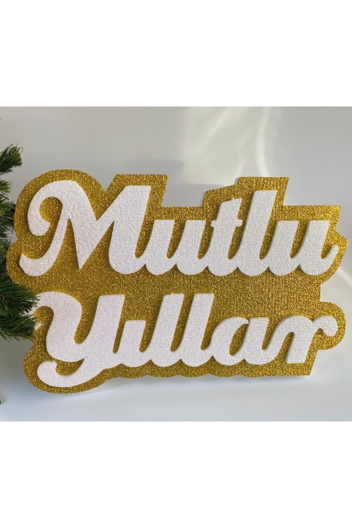 Yılbaşı Özel Simli Dev Mutlu Yıllar Yeni Yıl Doğumgünü Kapı Duvar Süsü