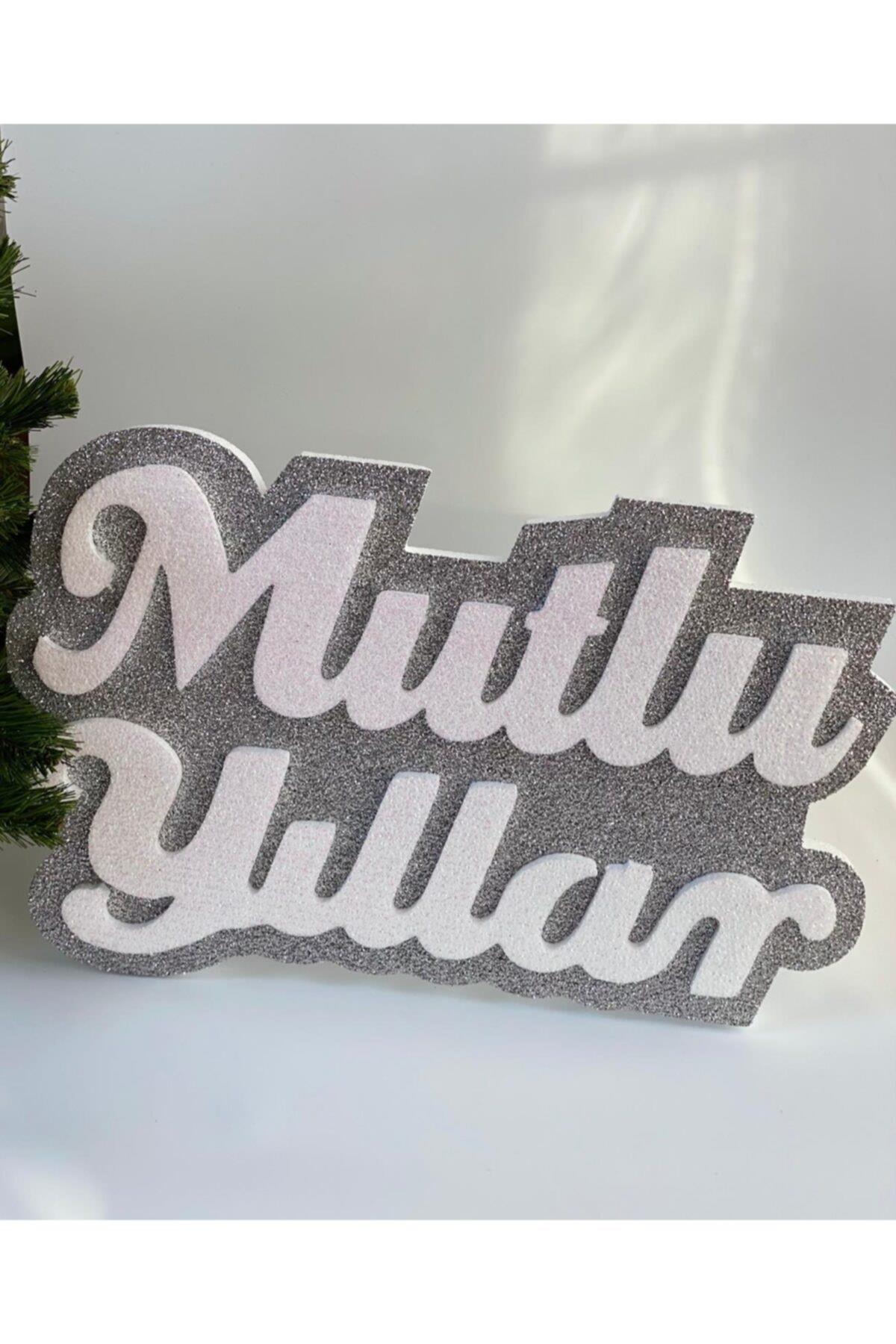Yılbaşı Özel Simli Dev Mutlu Yıllar Yeni Yıl Doğumgünü Kapı Duvar Süsü