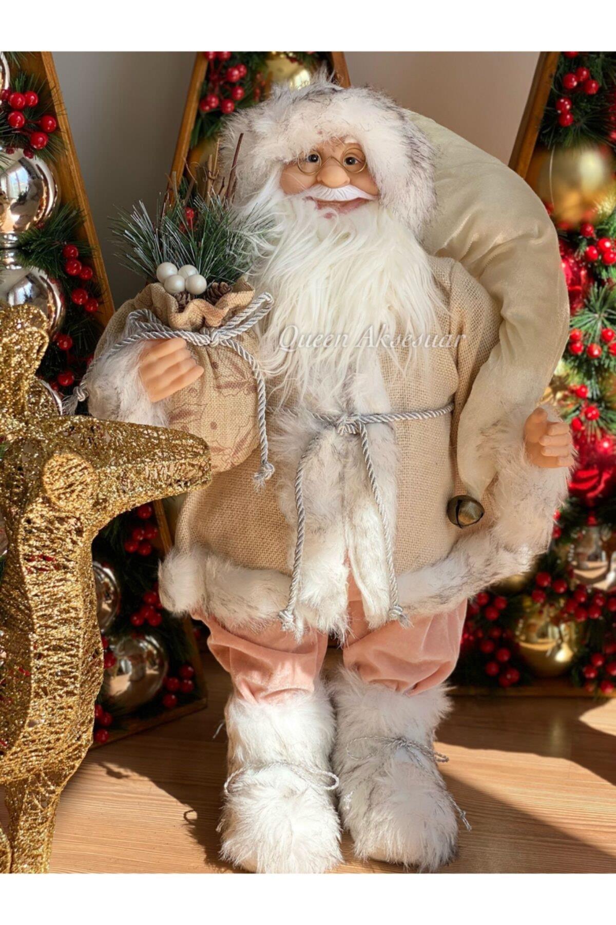 Yılbaşı Özel Yeni Yıl Ithal Dev 60cm Noel Baba Heykel Süs Santa Claus Aziz Nikola No1 Pembe