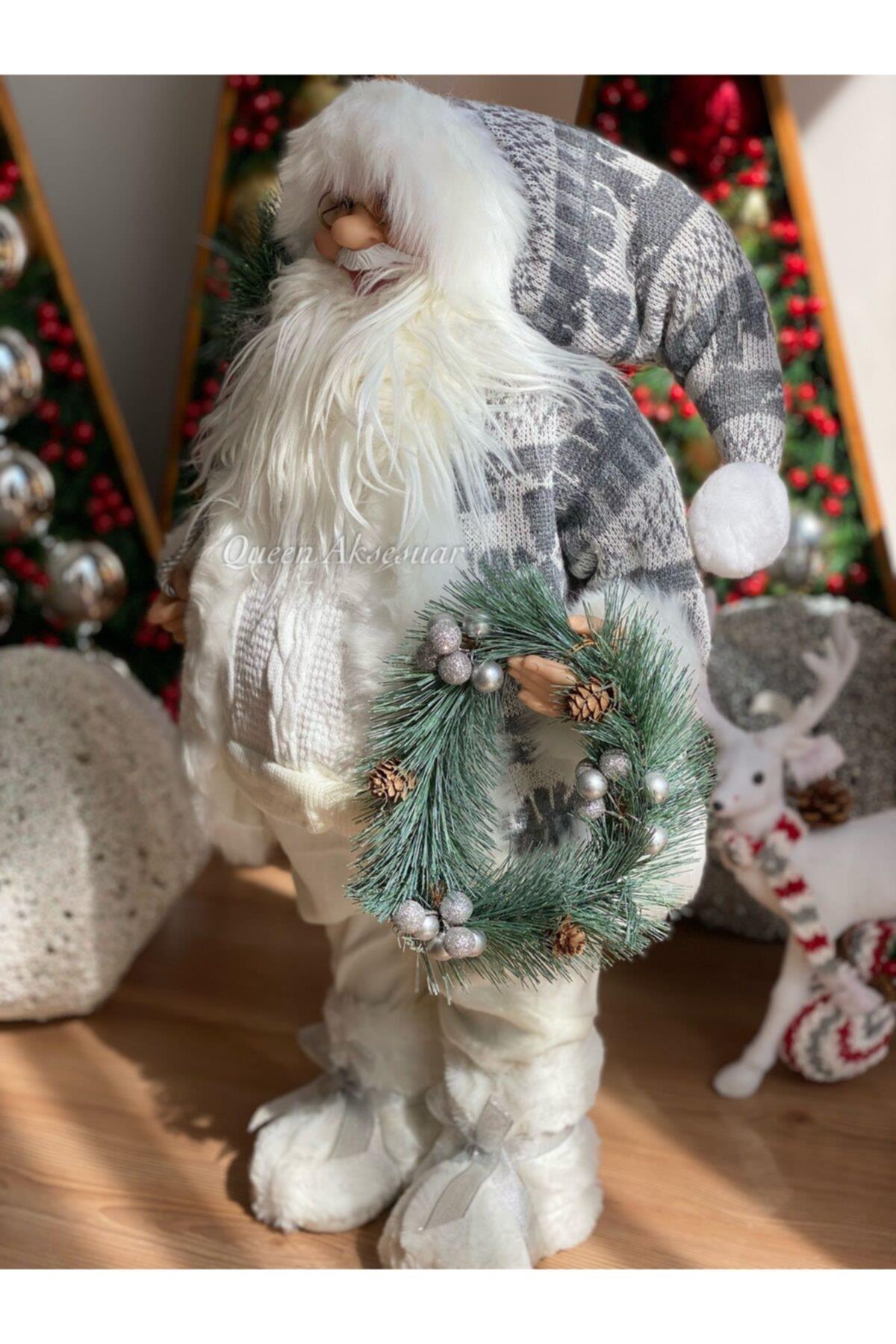 Yılbaşı Özel Yeni Yıl Ithal Dev 60cm Noel Baba Heykel Süs Santa Claus Aziz Nikola No2 Beyaz