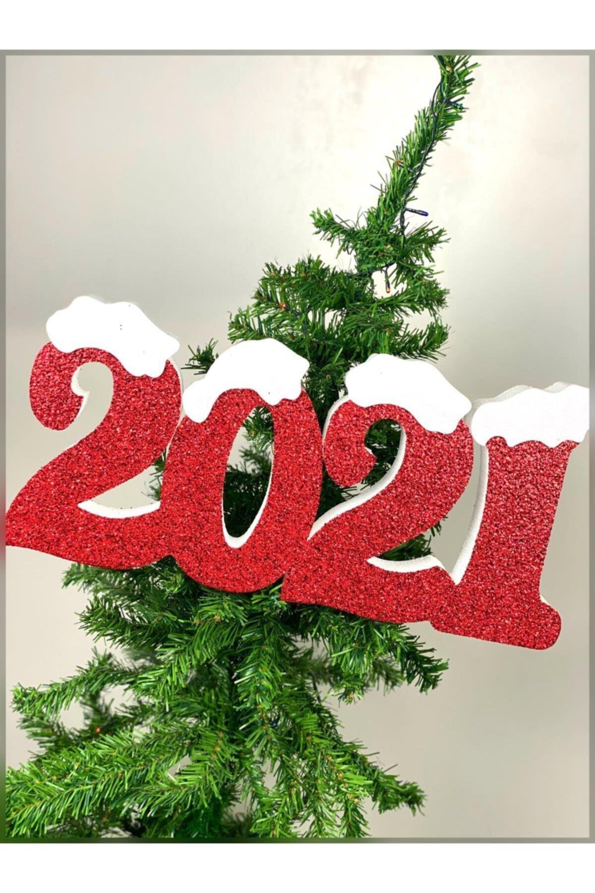 Yılbaşı Yeni Yıl Özel Dev Simli 2021 Duvar Süsü Strafor Çam Ağacı Simli