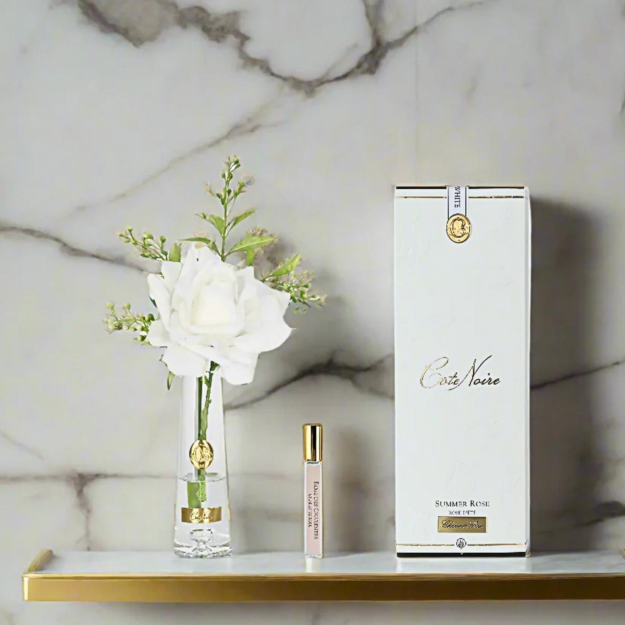 COTE NOIRE Tek Güllü Gold Beyaz Çiçek