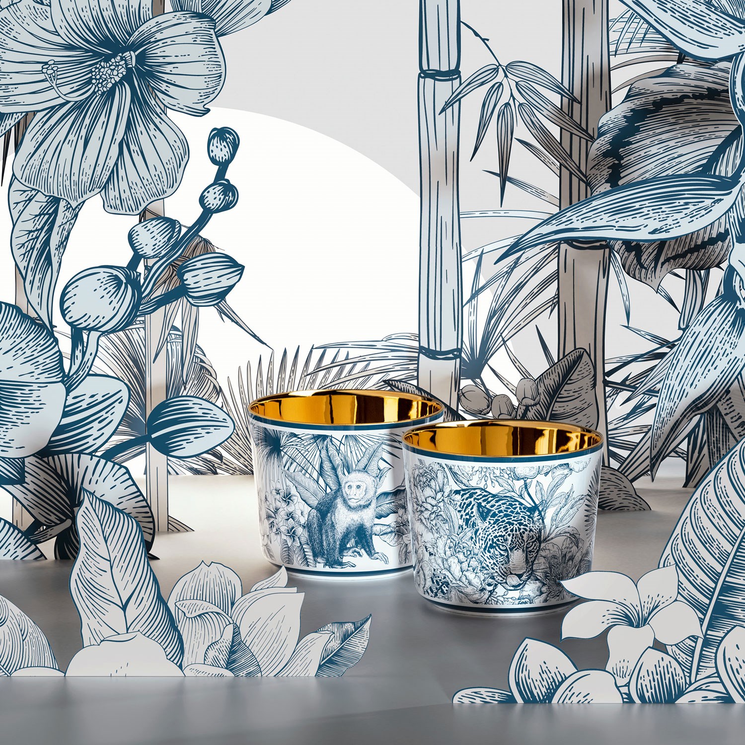 FURSTENBERG Kupa, Bardak PARAİOSO BLUE-MONKEY TEMPTATION SIP OF GOLD