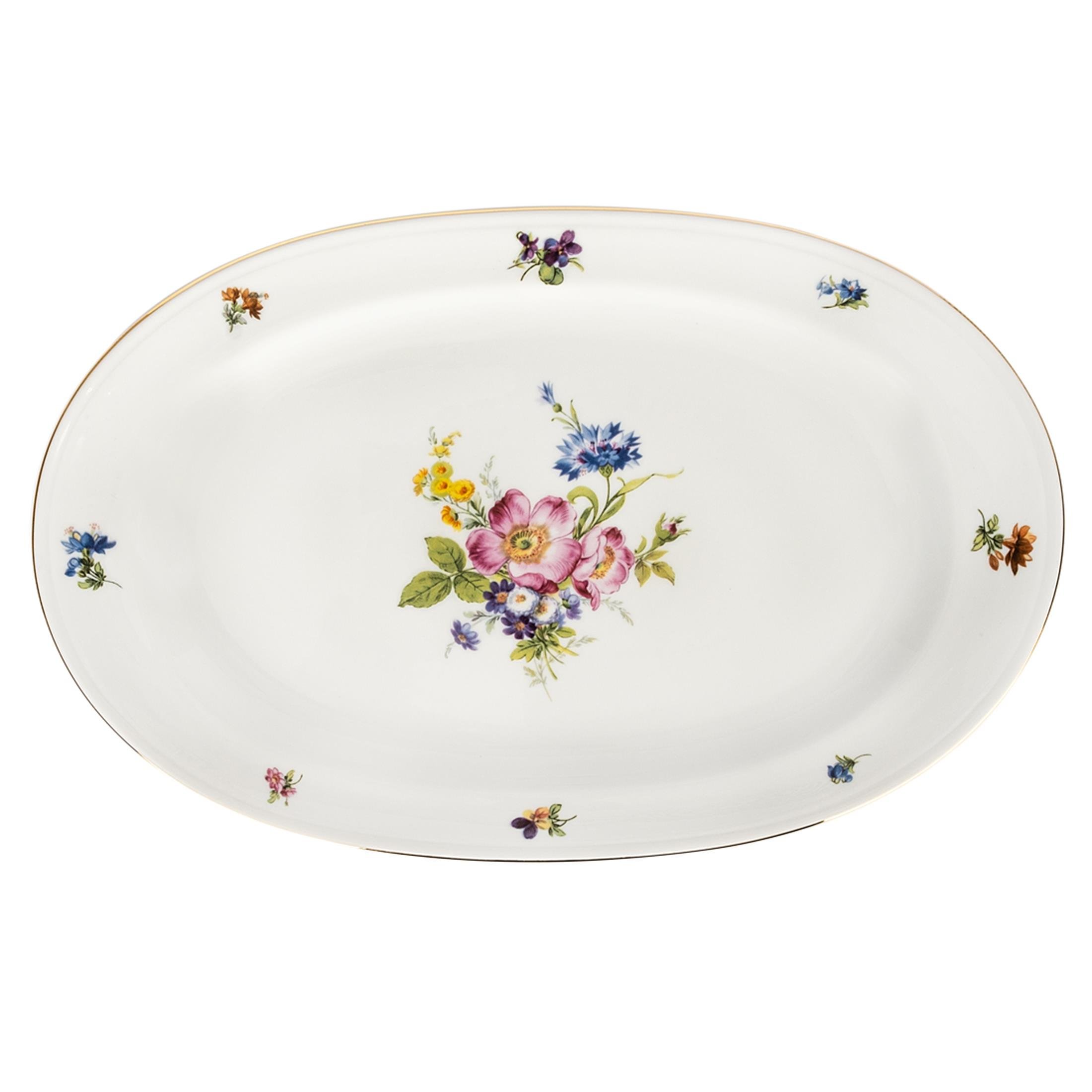FURSTENBERG Oval Servis Tabağı 33,5cm ALT FURSTENBERG BUNTE BLUME