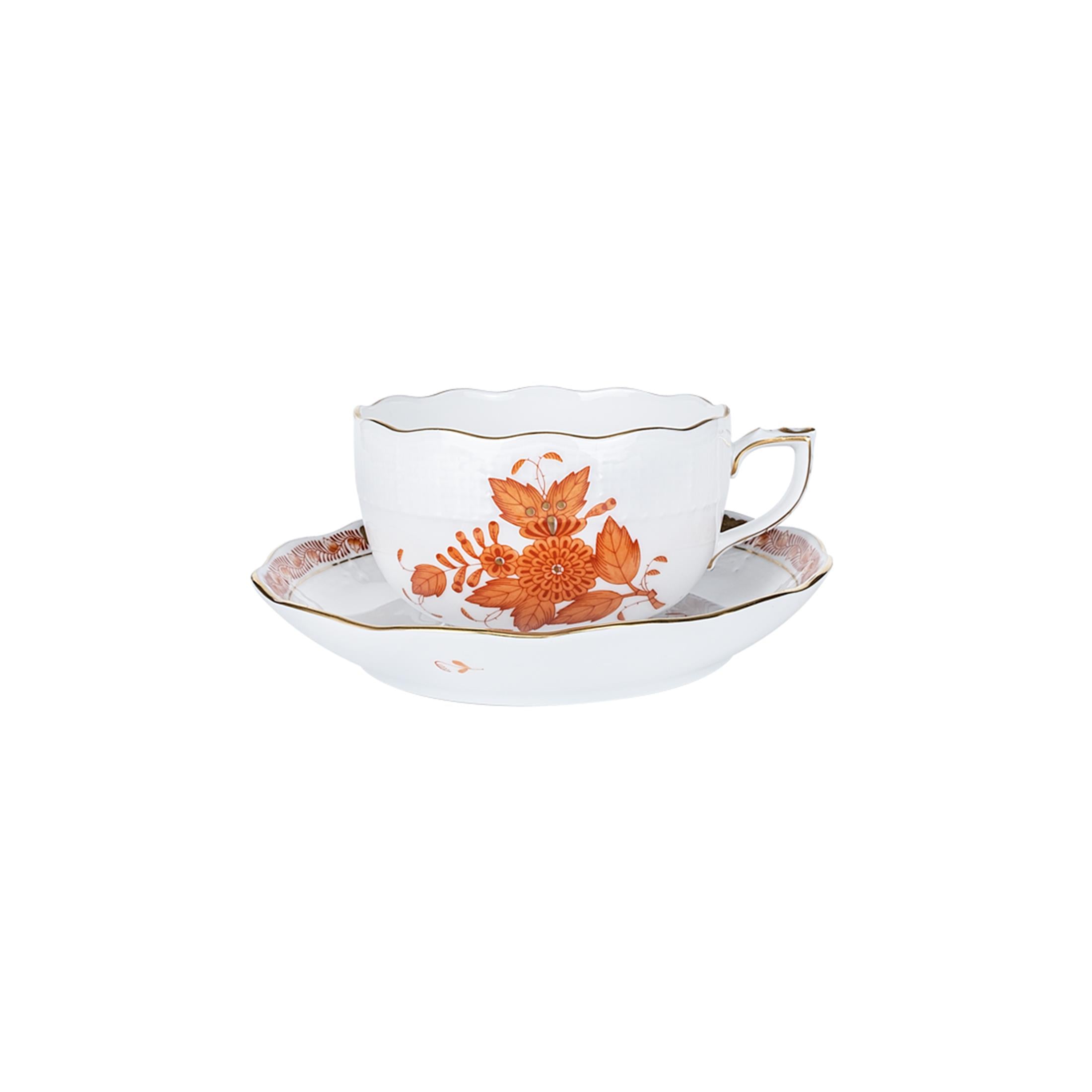 HEREND Teacup & Saucer 200ml Apponyi Orange
