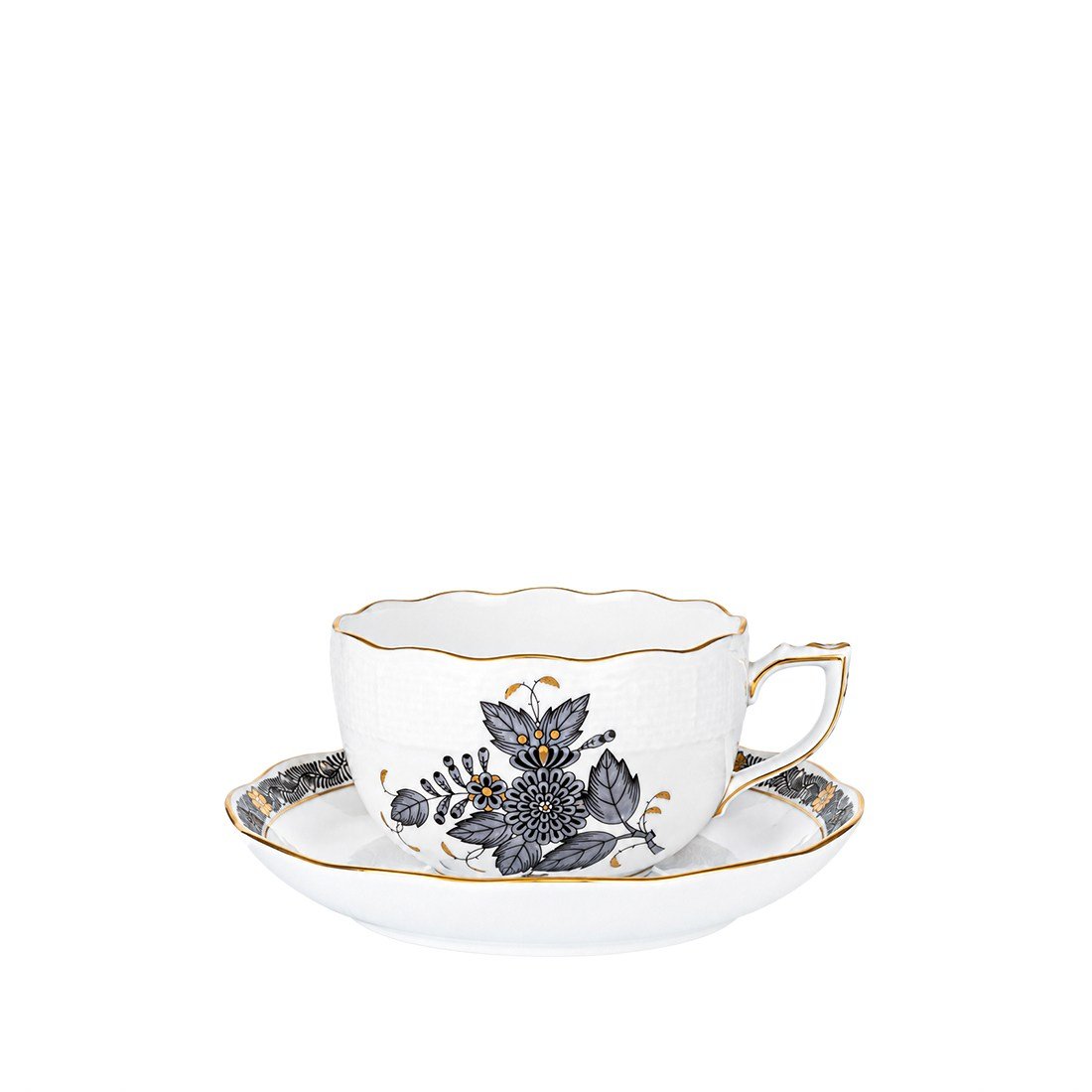 HEREND Teacup & Saucer 200ml Apponyi Black