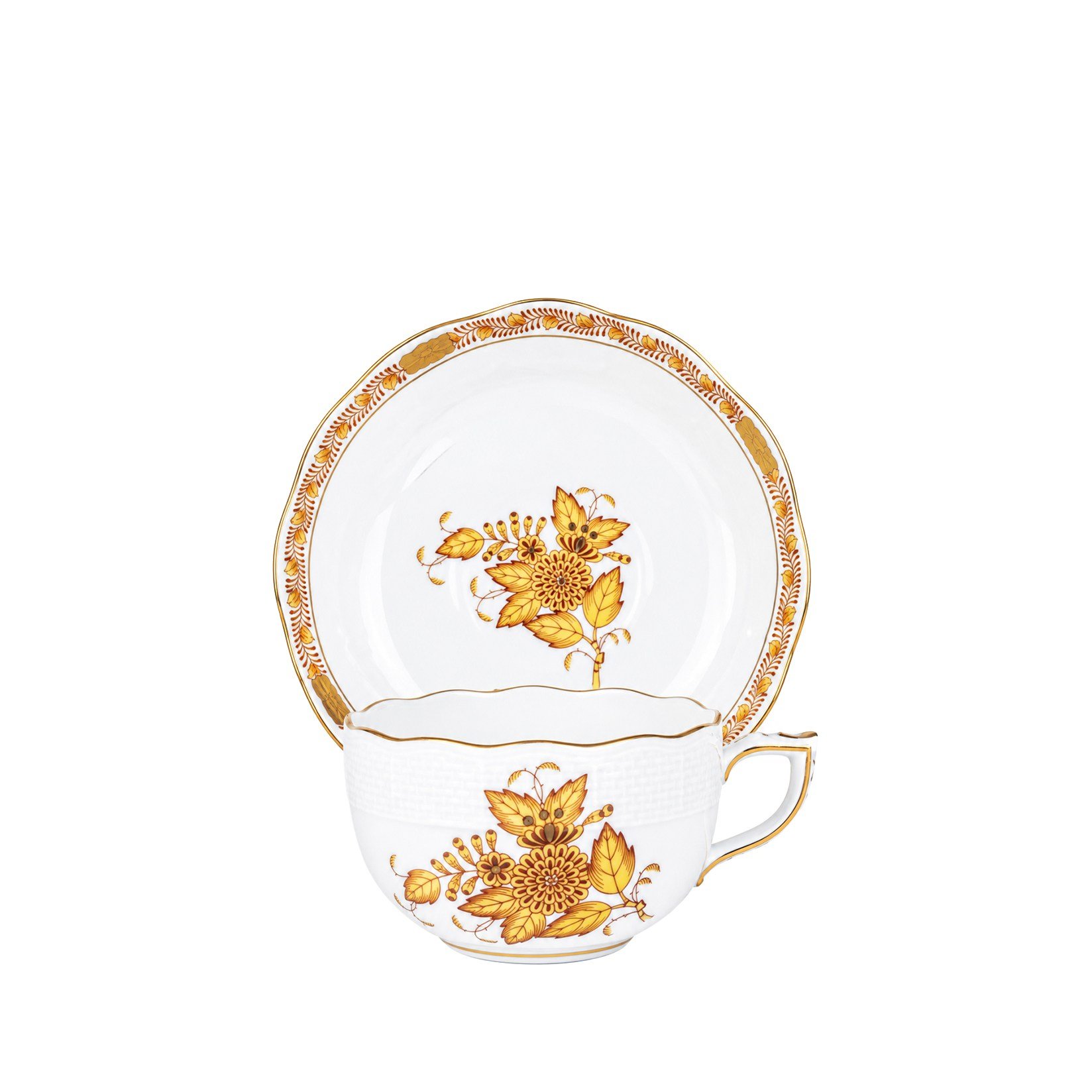 HEREND Teacup & Saucer 200ml Apponyi Yellow
