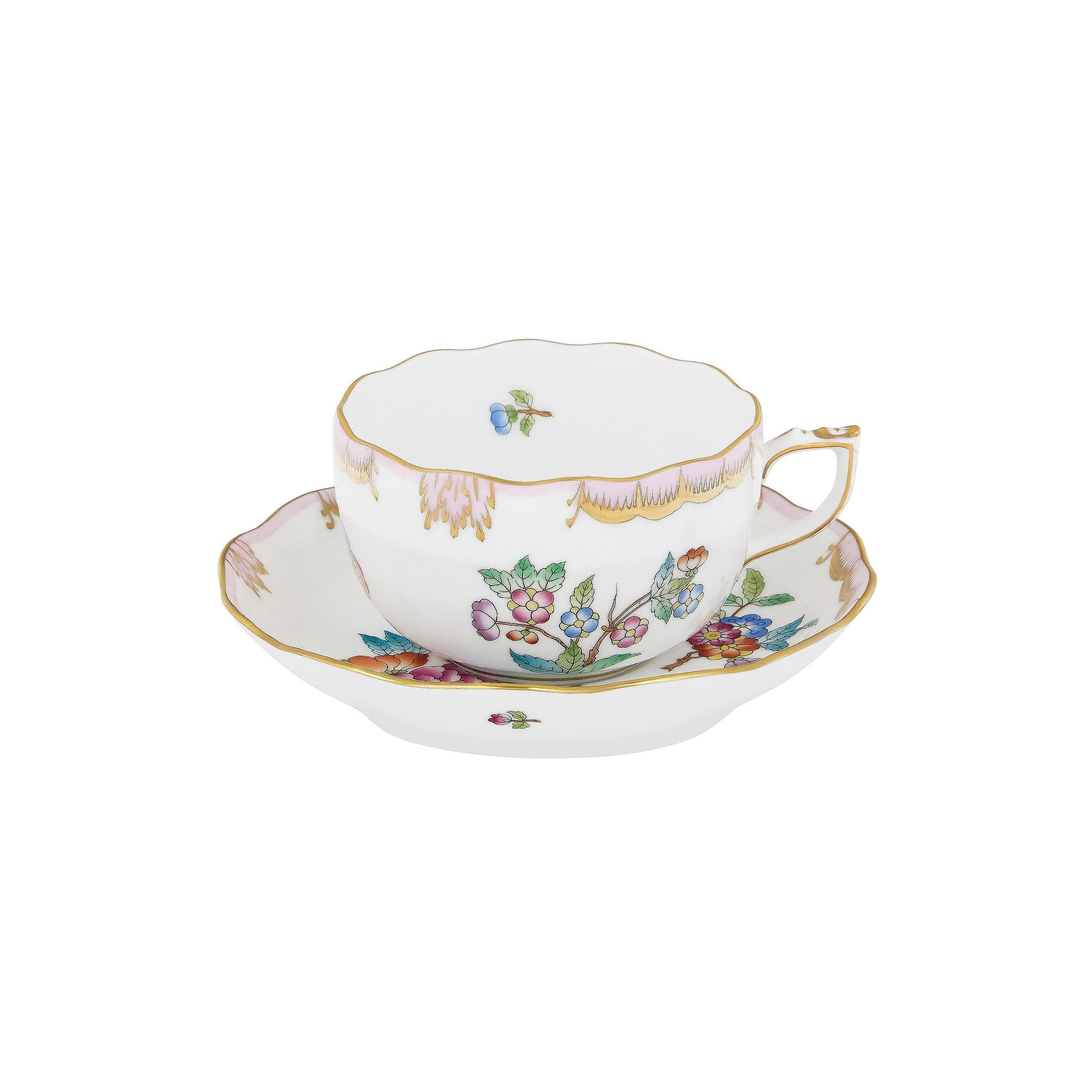 HEREND Çay Fincanı & Tabağı 200ml  Queen Victoria AÇIK PEMBE Renkli