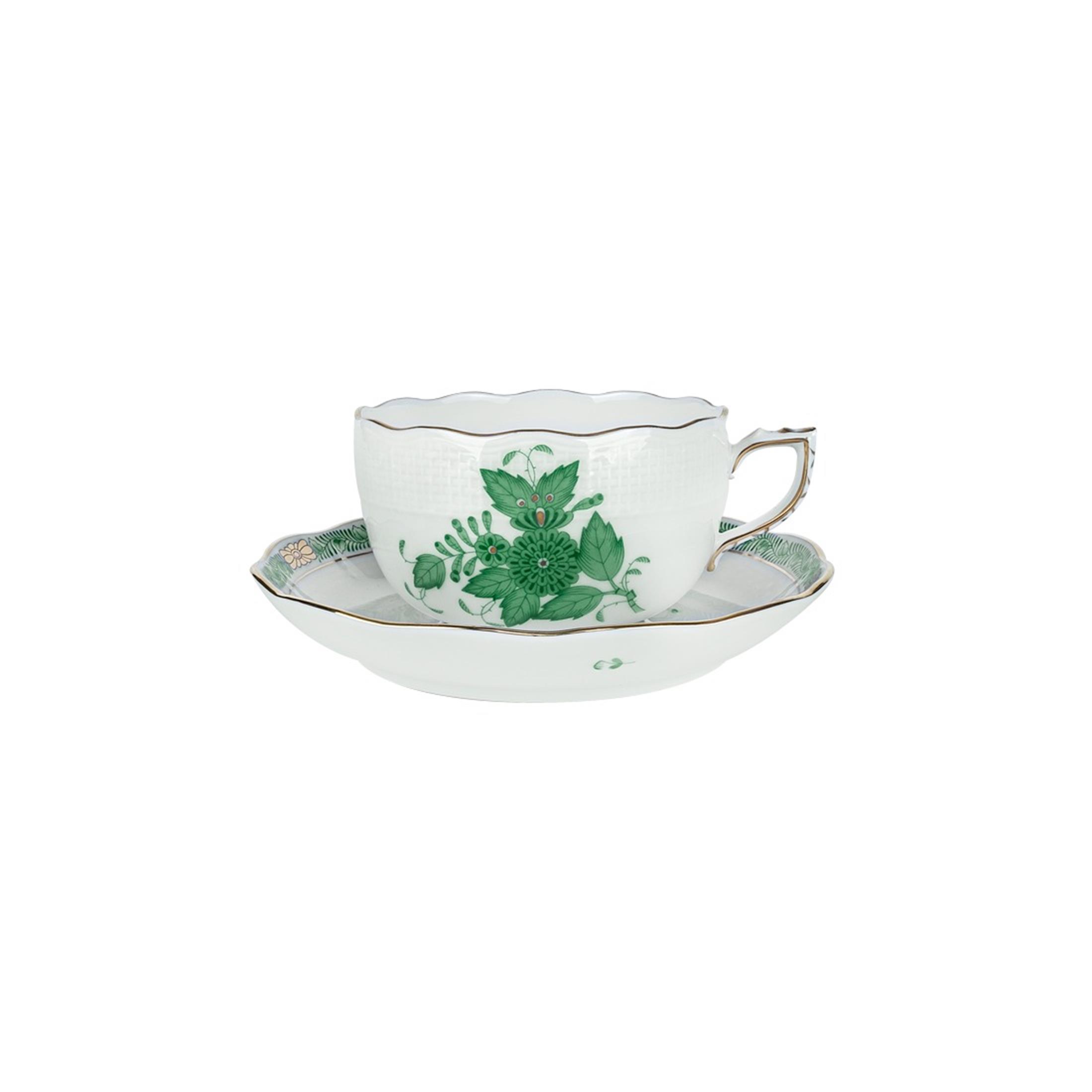 HEREND Çay Fincanı & Tabağı 220ml Apponyi Yeşil