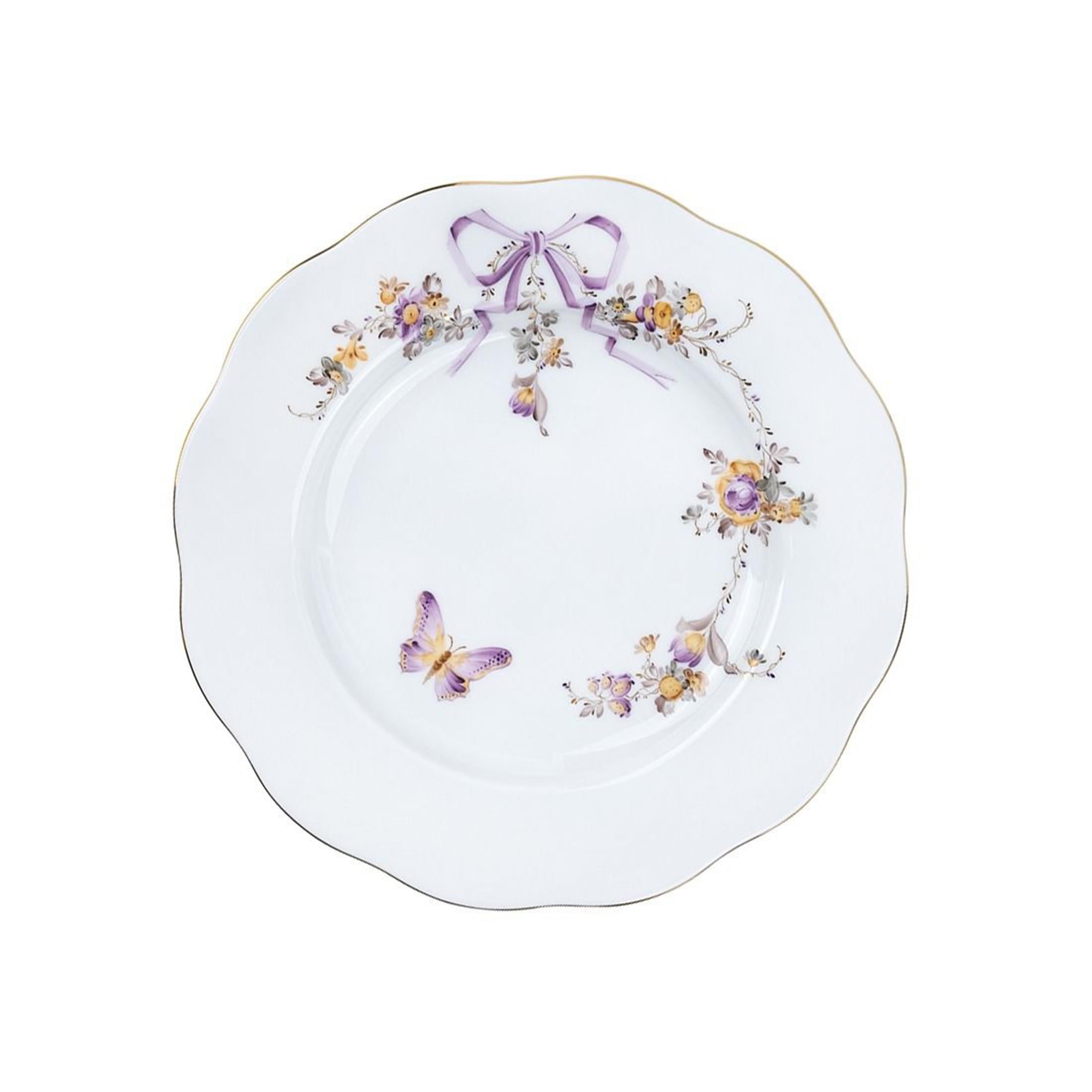 HEREND Pasta Tabağı 19cm EDEN Fiyonklu Çiçekli Lila