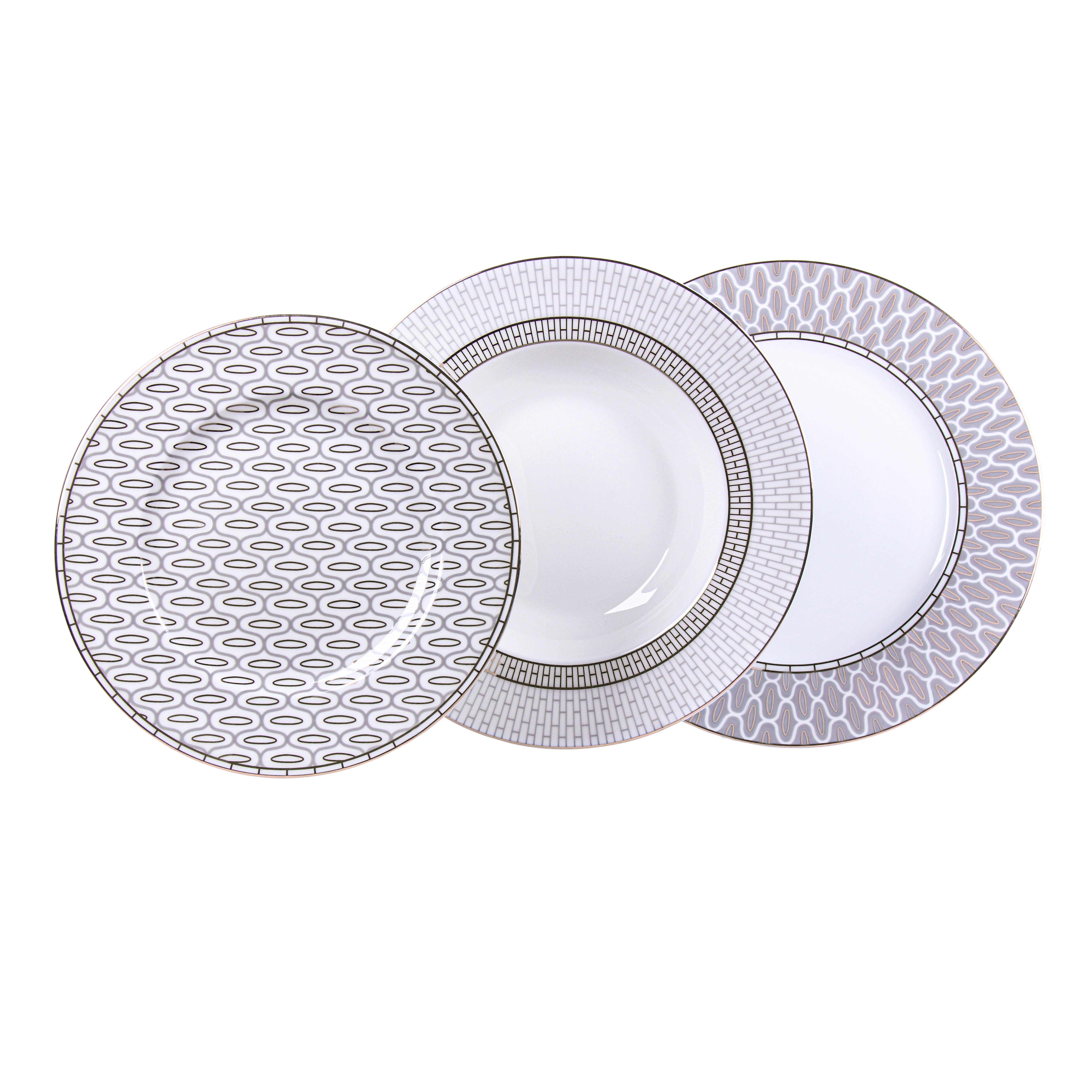 IMPERIAL PORCELAIN 18 Parça Yemek Servis Takımı Salamandra Gray