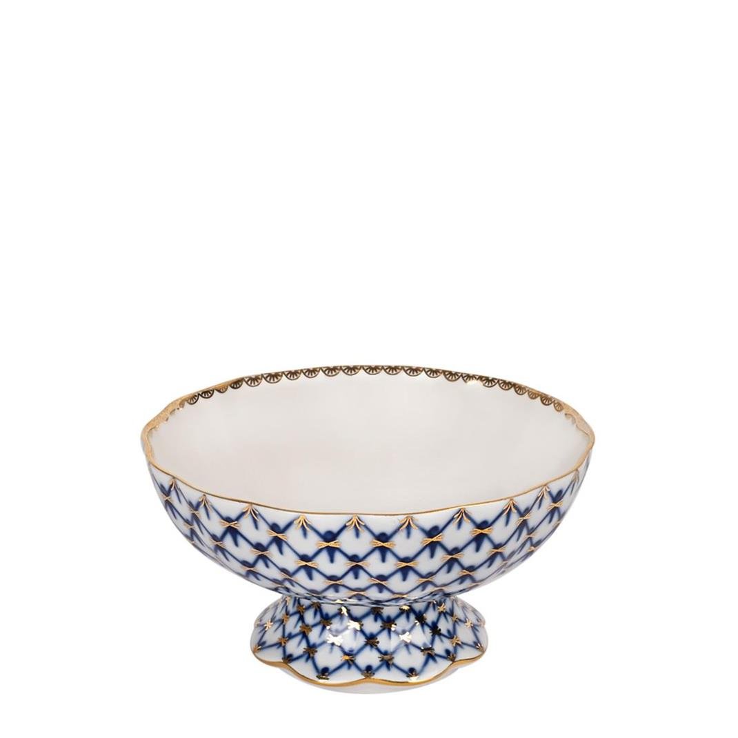 IMPERIAL PORCELAIN Ayaklı Şekerlik & Sunumluk 325 ml Cobalt net Mavi