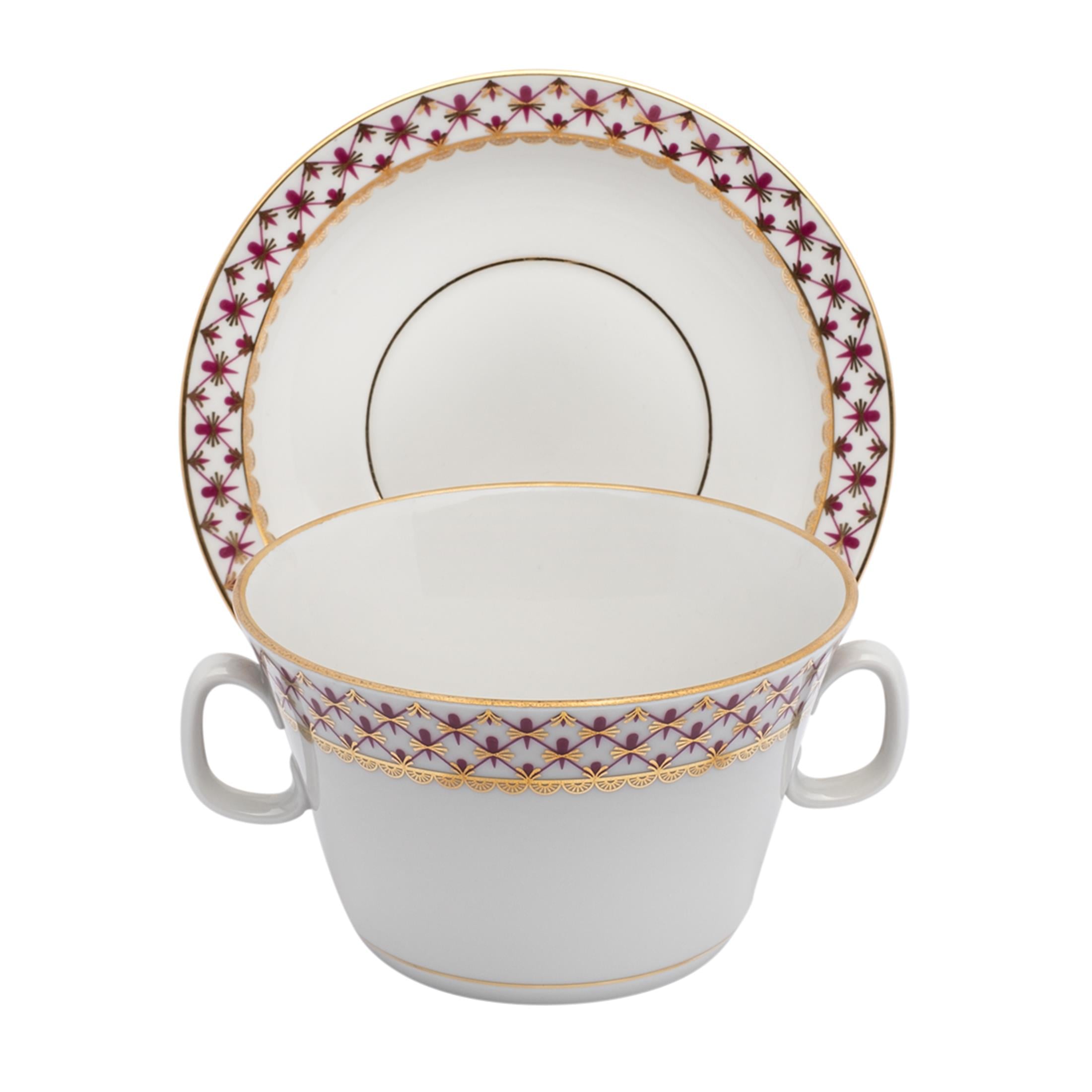 IMPERIAL PORCELAIN Çorba Kasesi Kulplu Net-blues Pembe