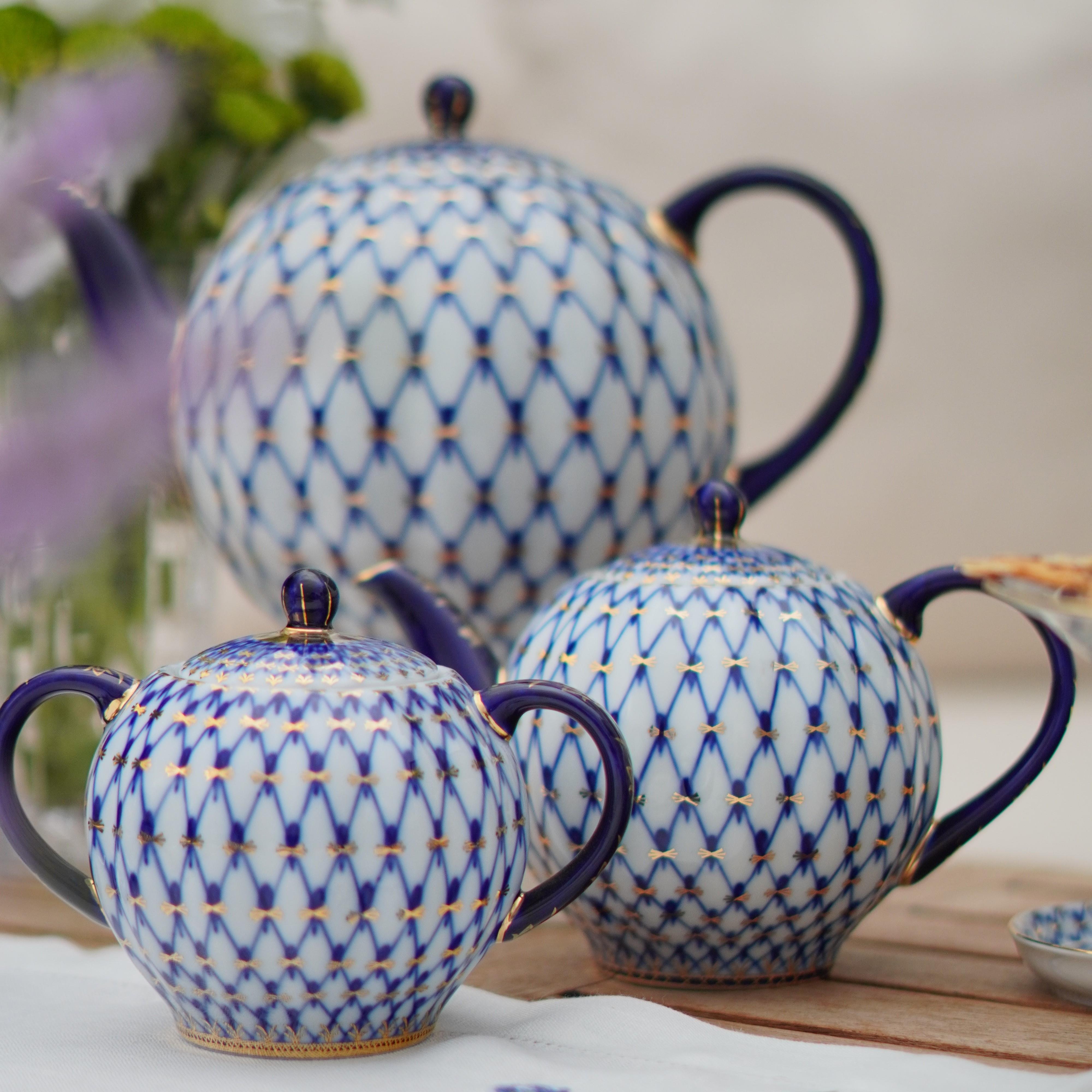 IMPERIAL PORCELAIN Şekerlik Kapaklı 450 ml Cobalt net Mavi