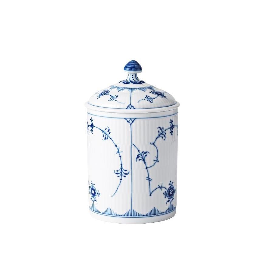 ROYAL COPENHAGEN Kapaklı Şekerlik 16 cm Blue Fluted Plain