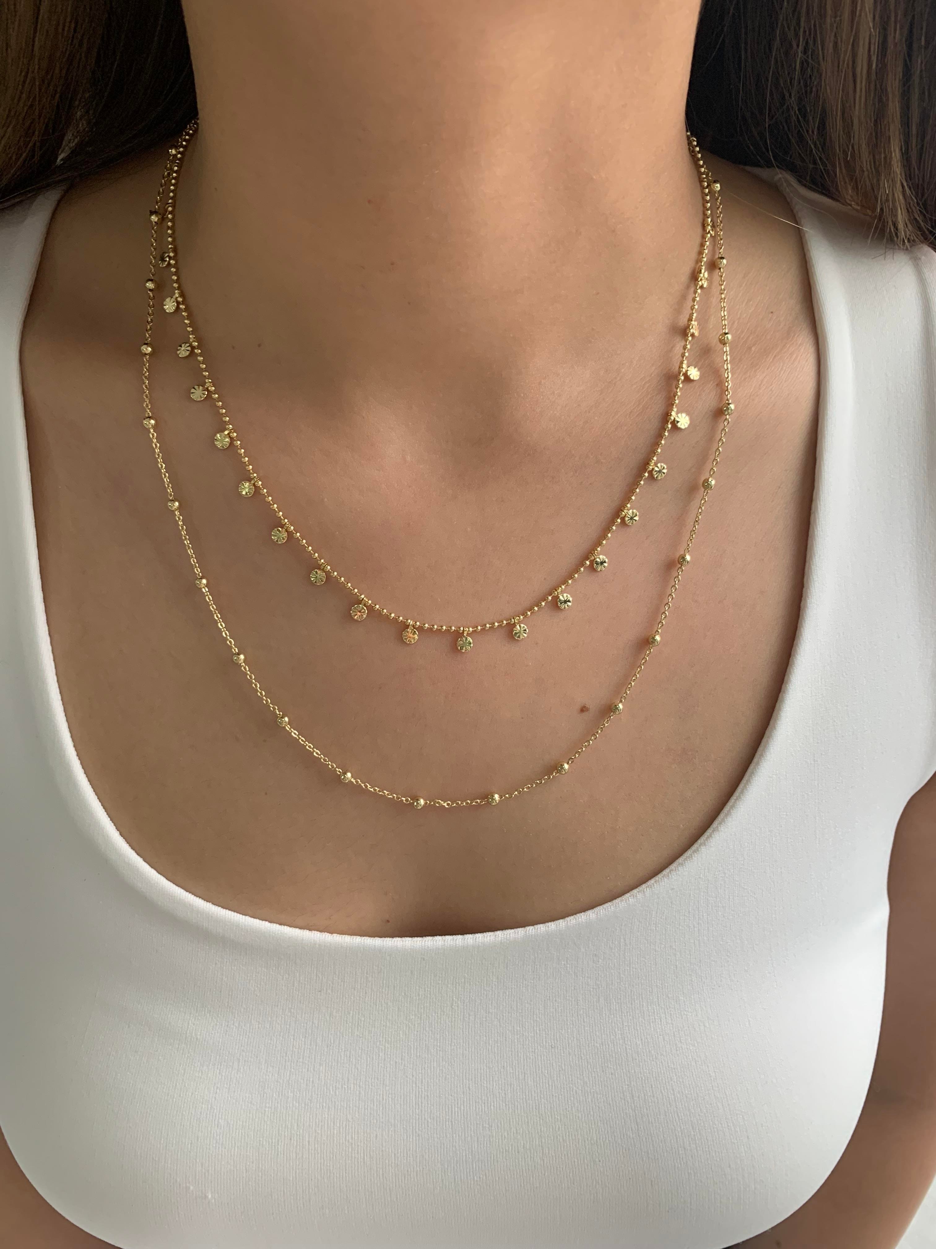Özel Seri Gold İki Sıra Topçuklu Ezme Daire Zincirli Tasarım Kolye 