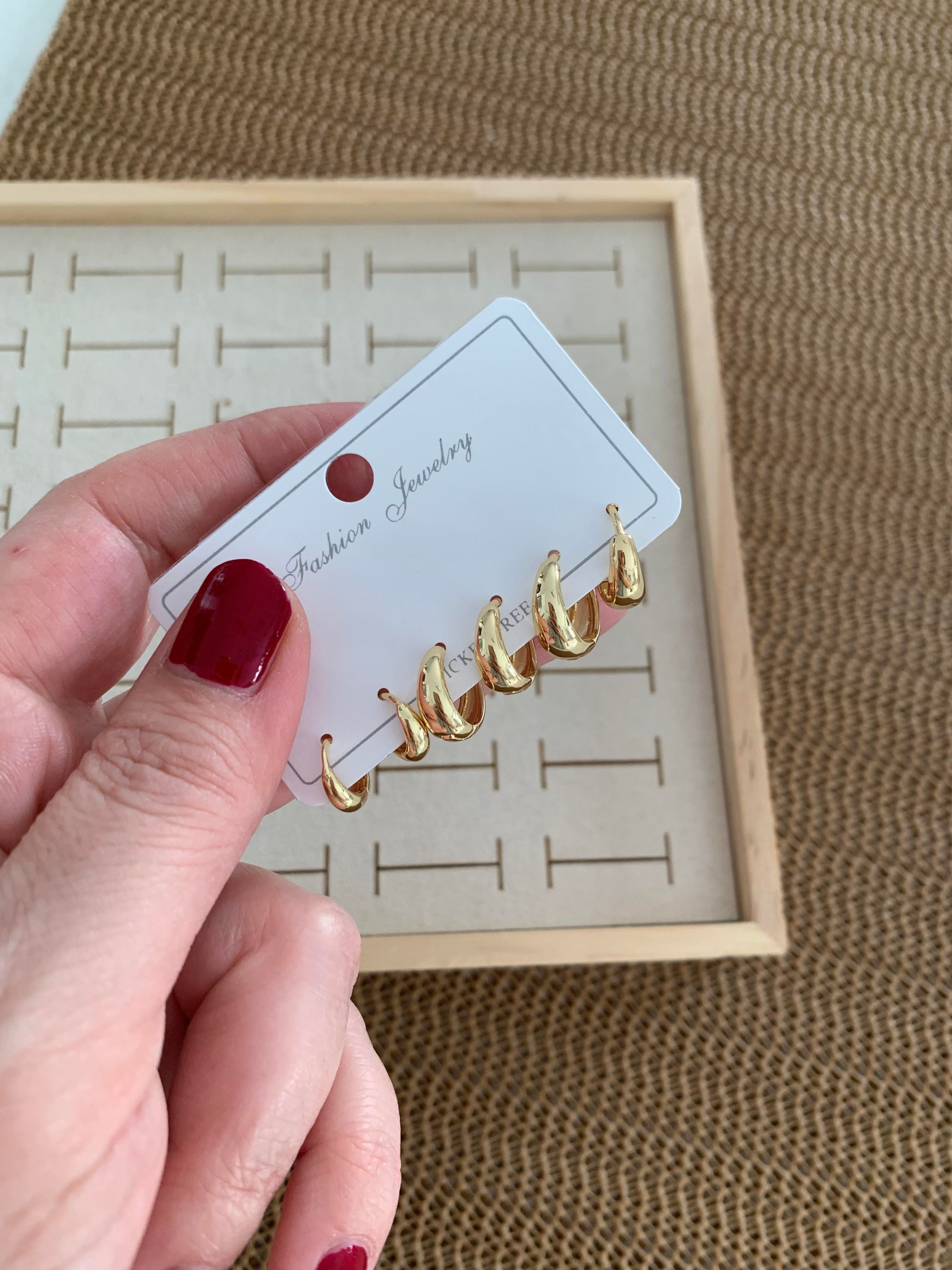 Özel Seri Gold İthal Kaplama Bombeli 6 LI Set Halka Küpe