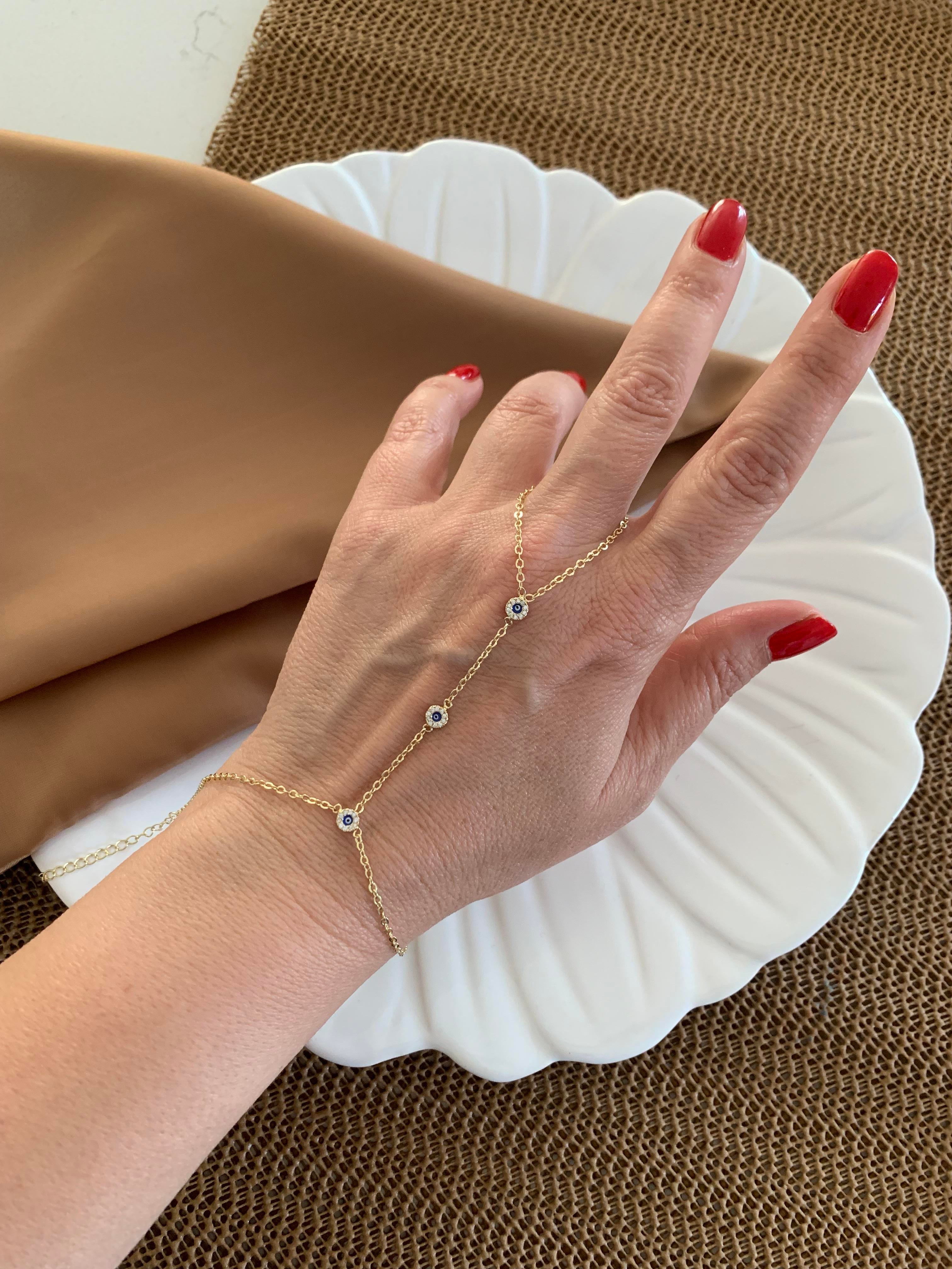 Özel Seri Gold Zirkon Taşlı Mavi Nazar Sıralı Şahmeran