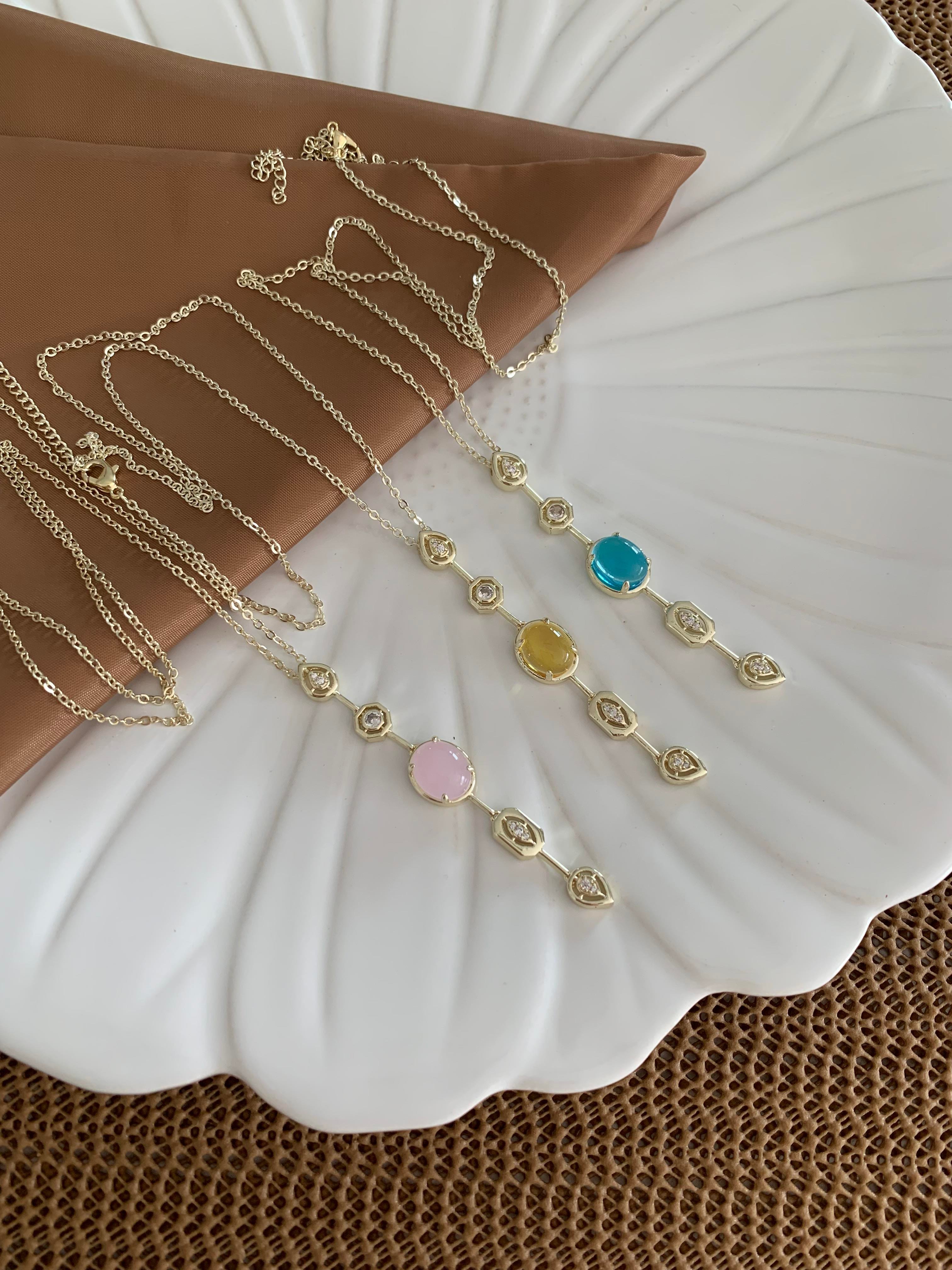 Özel Seri Opal Taşlı Y Kolye 