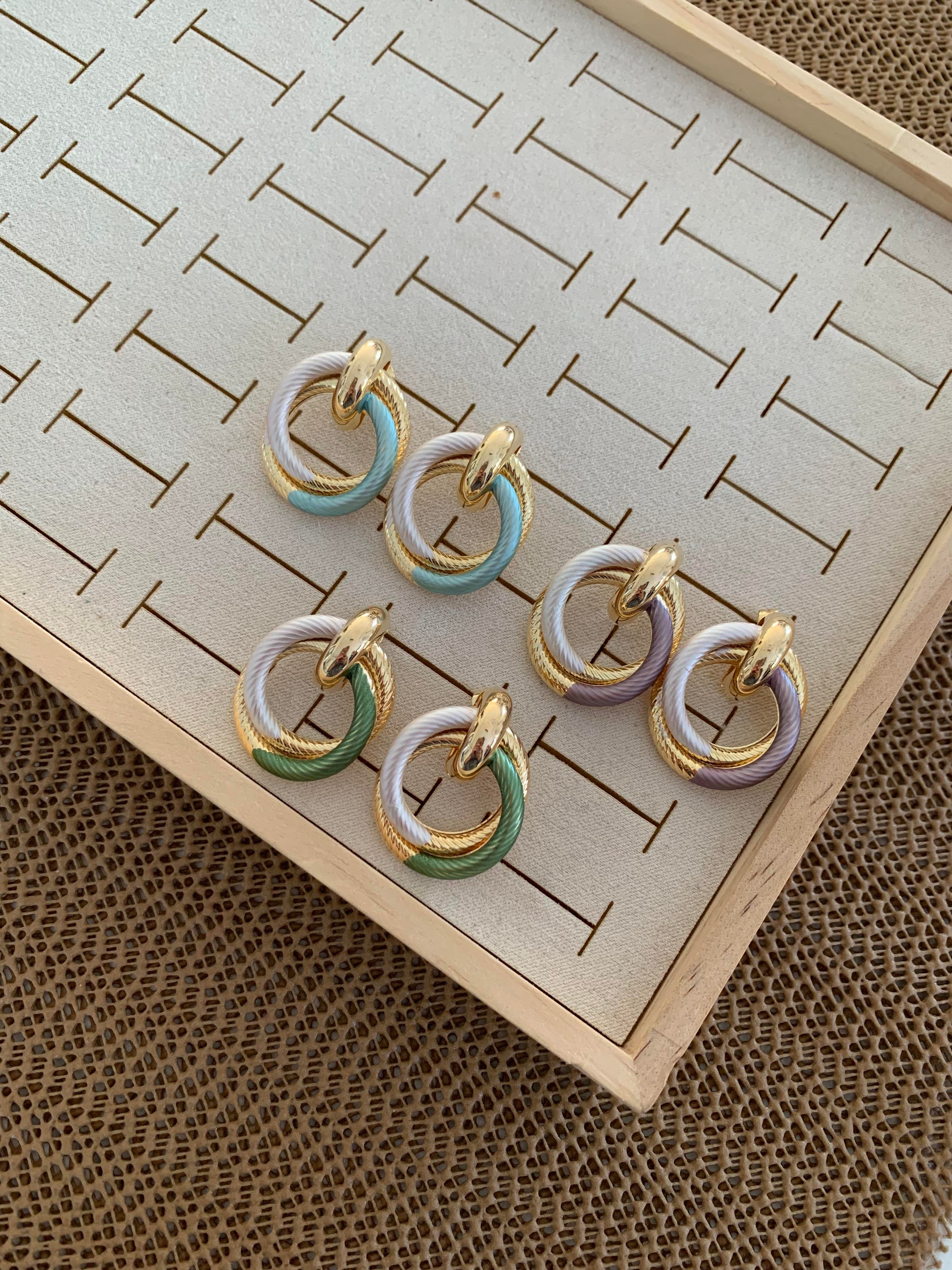 Özel Seri Renkli Halka Detaylı Tasarım Küpe