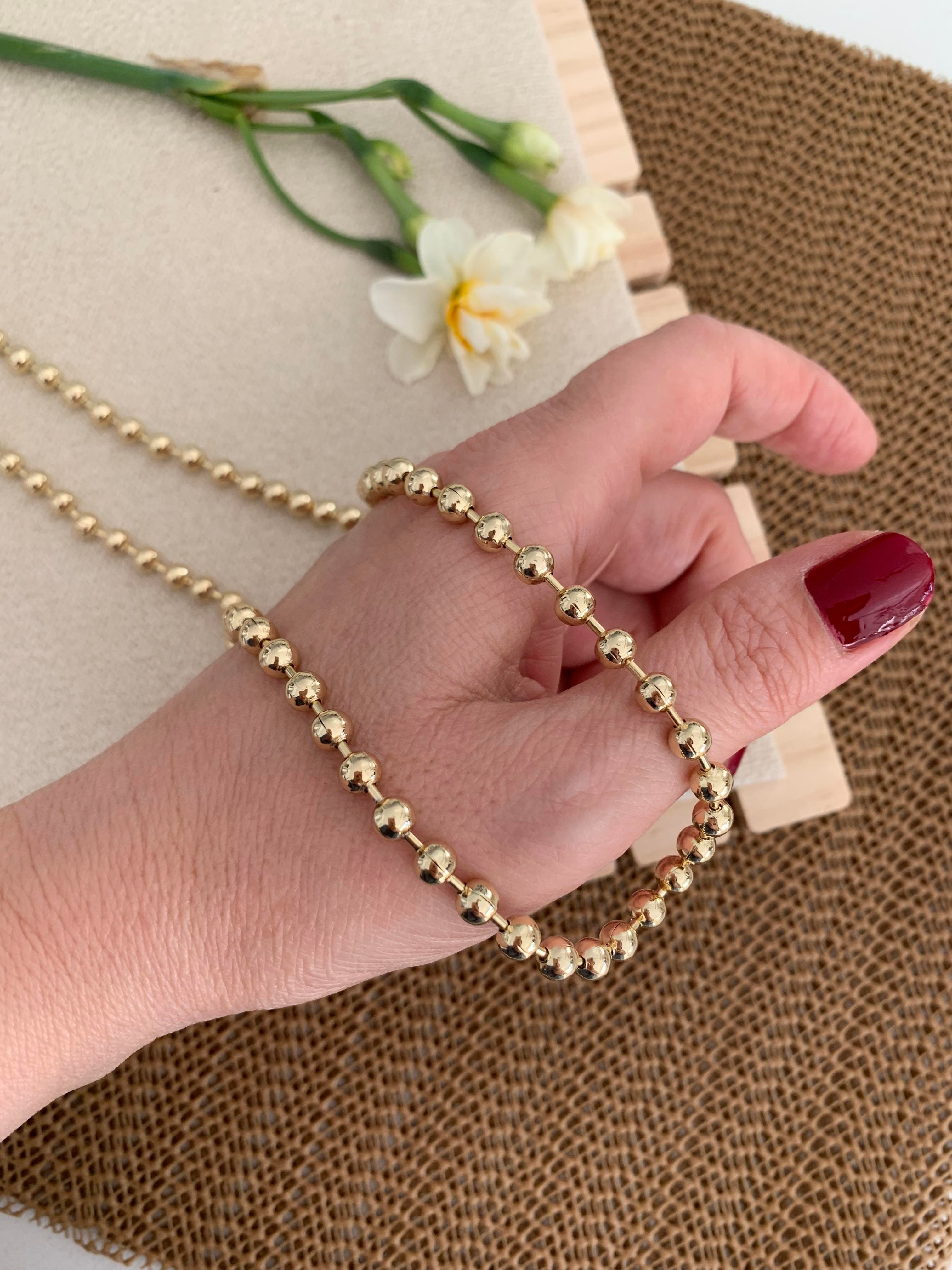 Vip 14k 59 cm Plaka İri Topçuk Sıralı Kolye