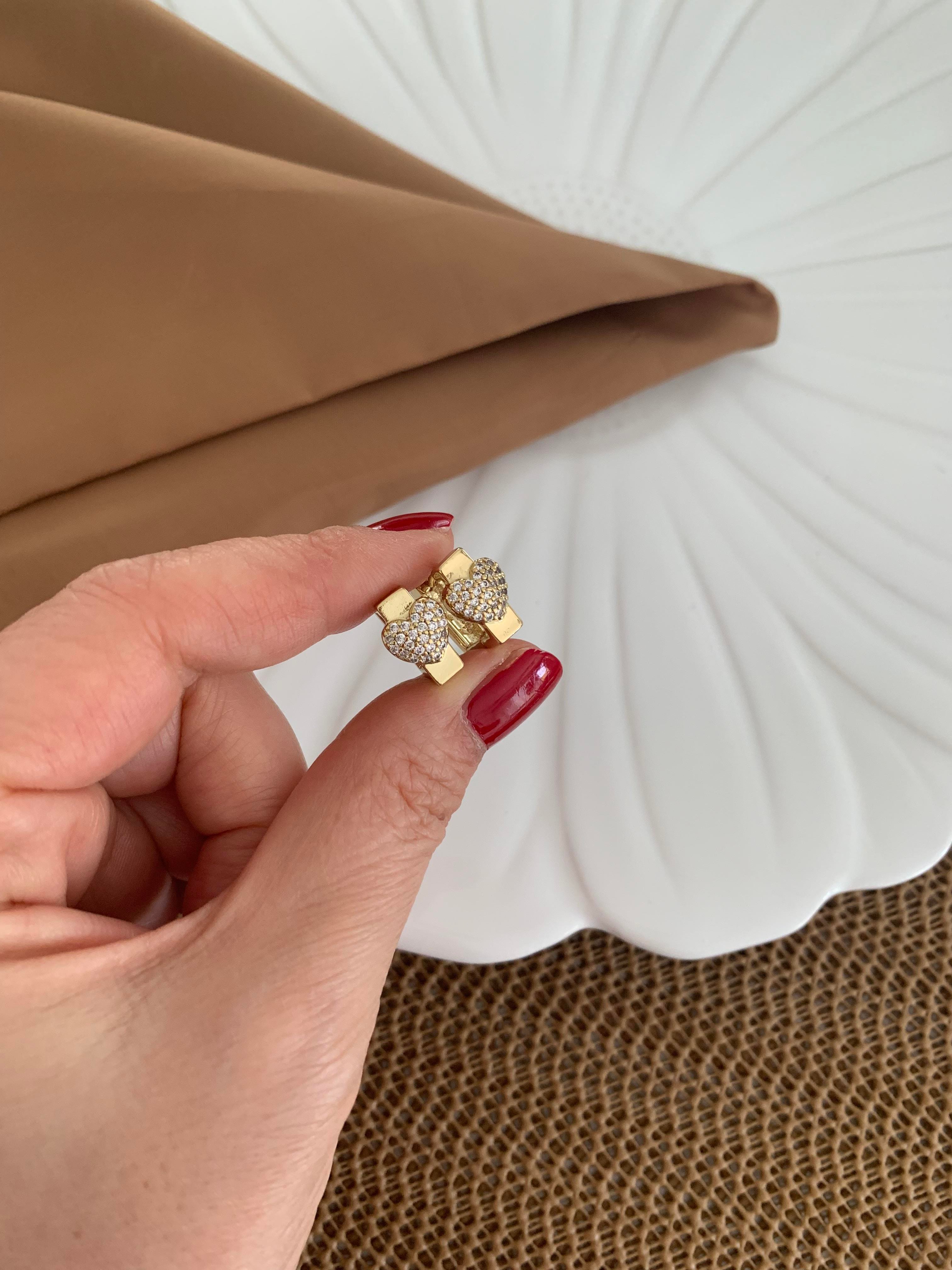 Vip 14k Zirkon Taşlı Kalp Plaka Kare Küpe