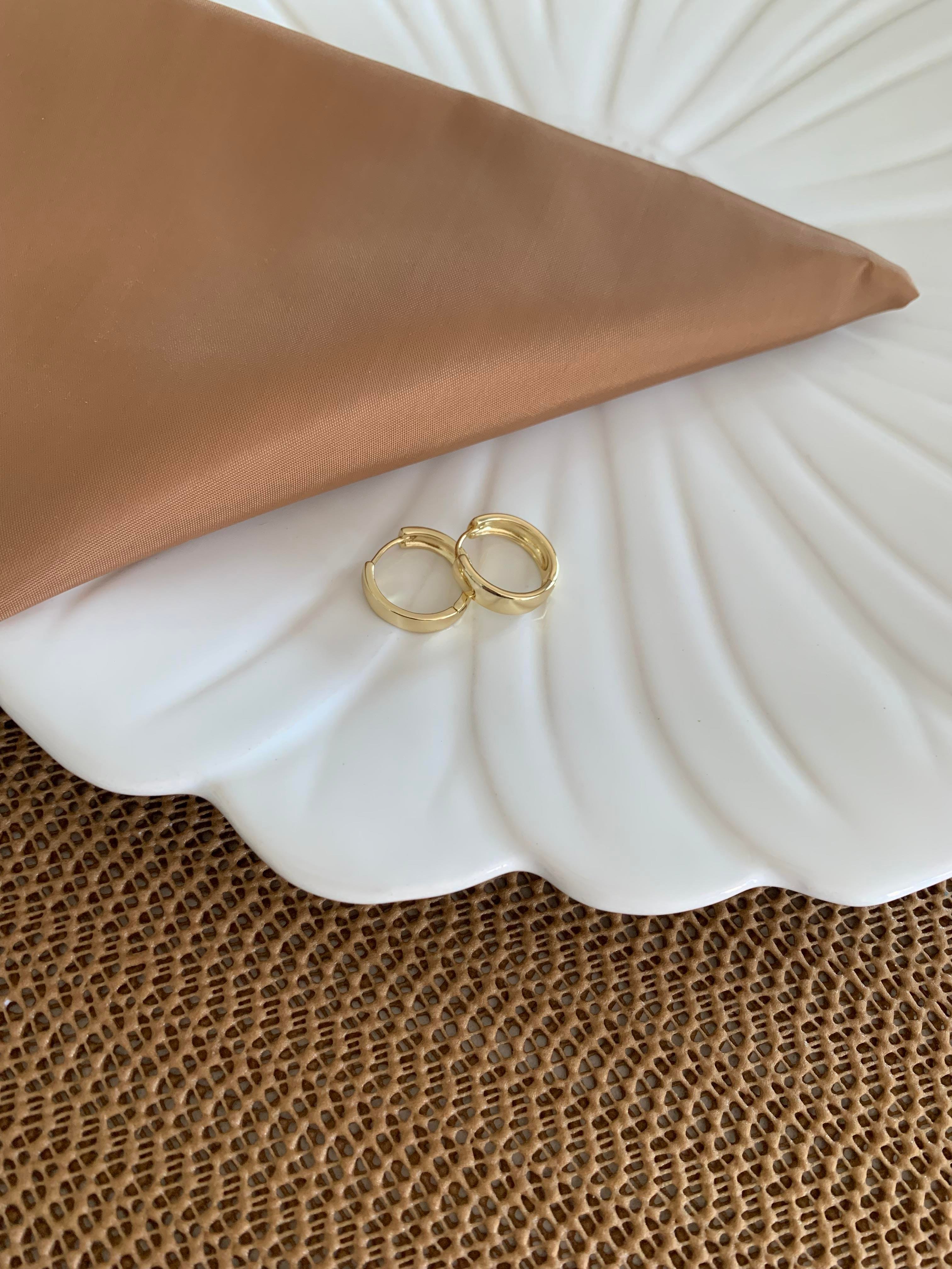 Vip Gold 1,5 Cm Bombeli Düz Halka Küpe