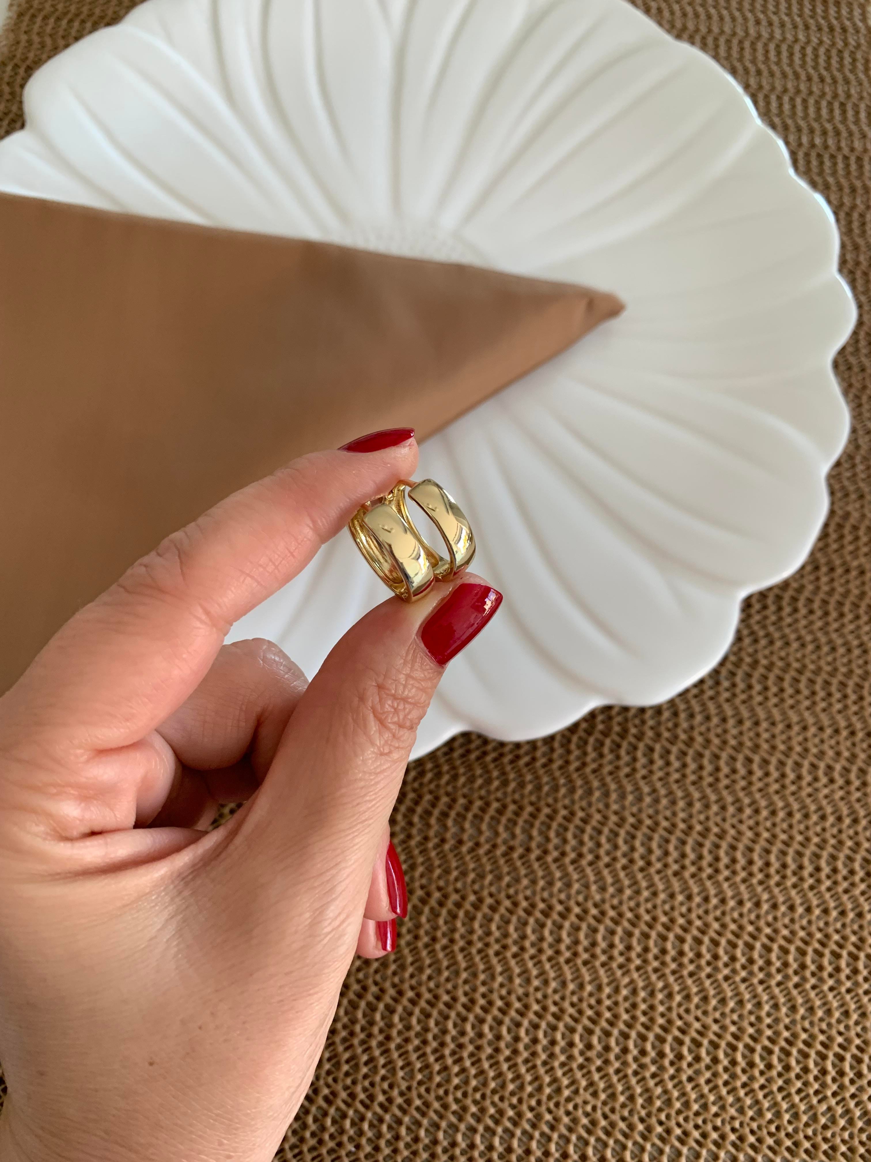 Vip Gold 1,5 Cm Bombeli Düz Halka Küpe
