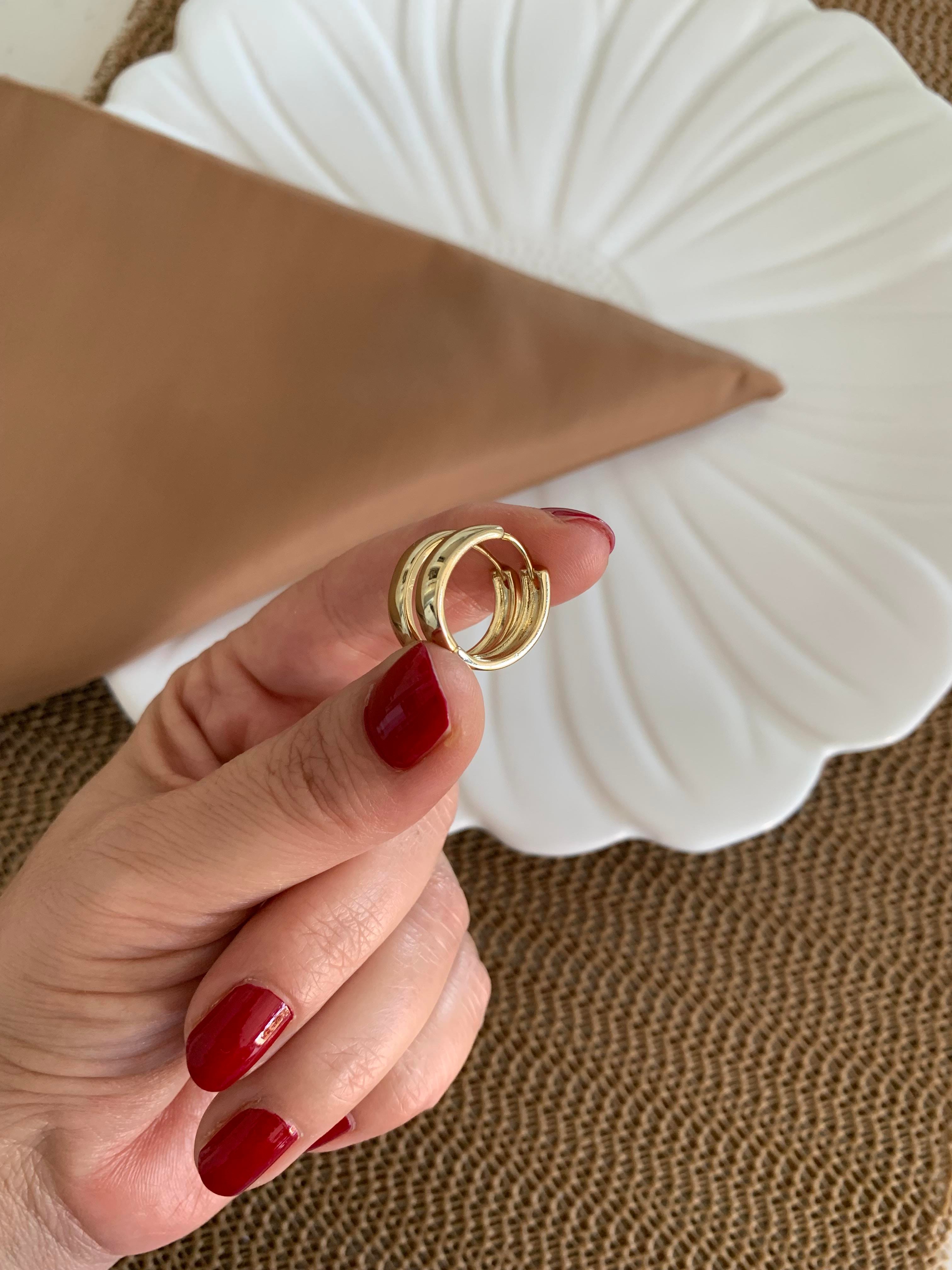 Vip Gold 1,5 Cm Bombeli Düz Halka Küpe