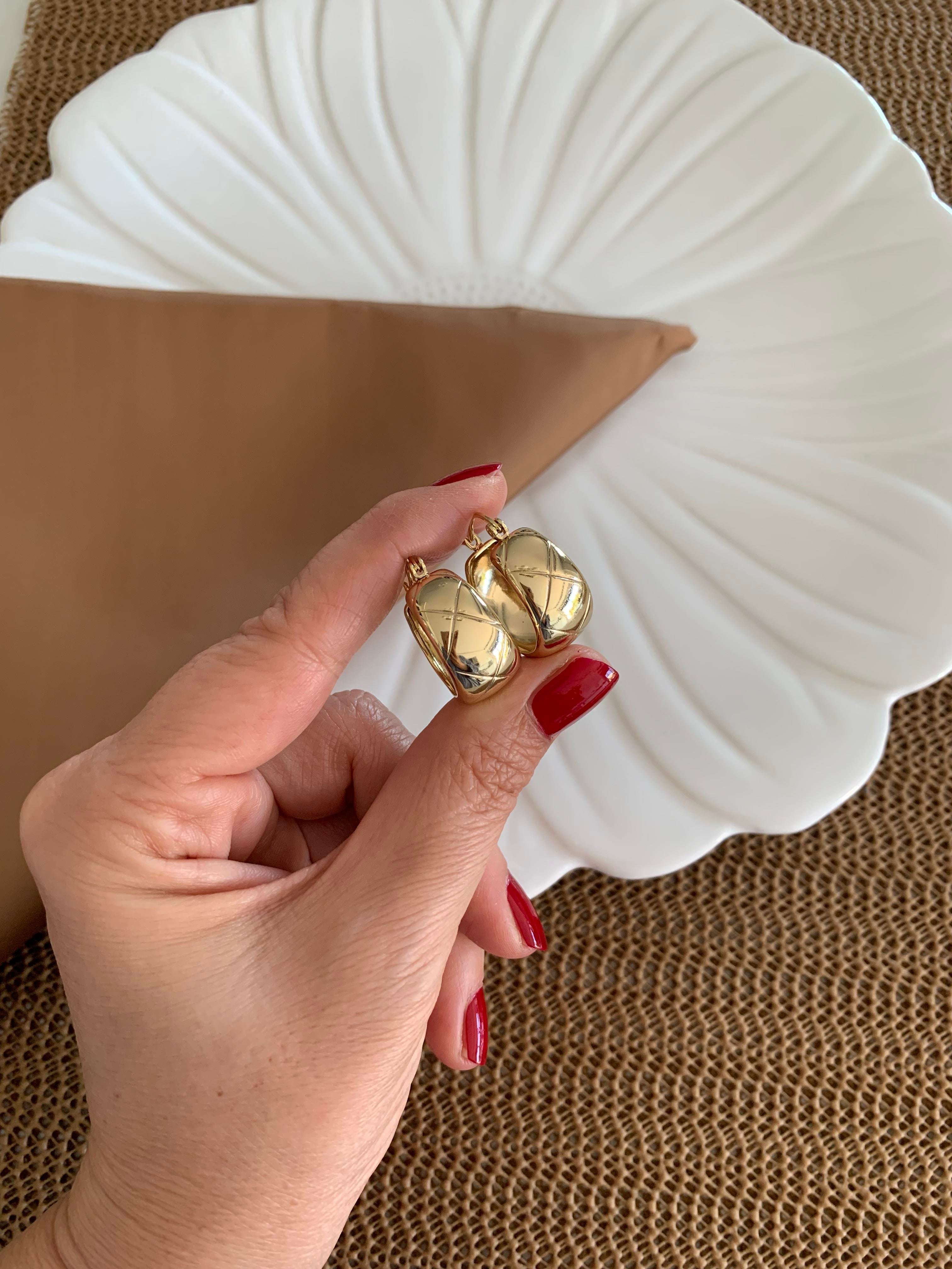 Vip Gold 2 Cm Kalın Bombeli Plaka Halka Küpe