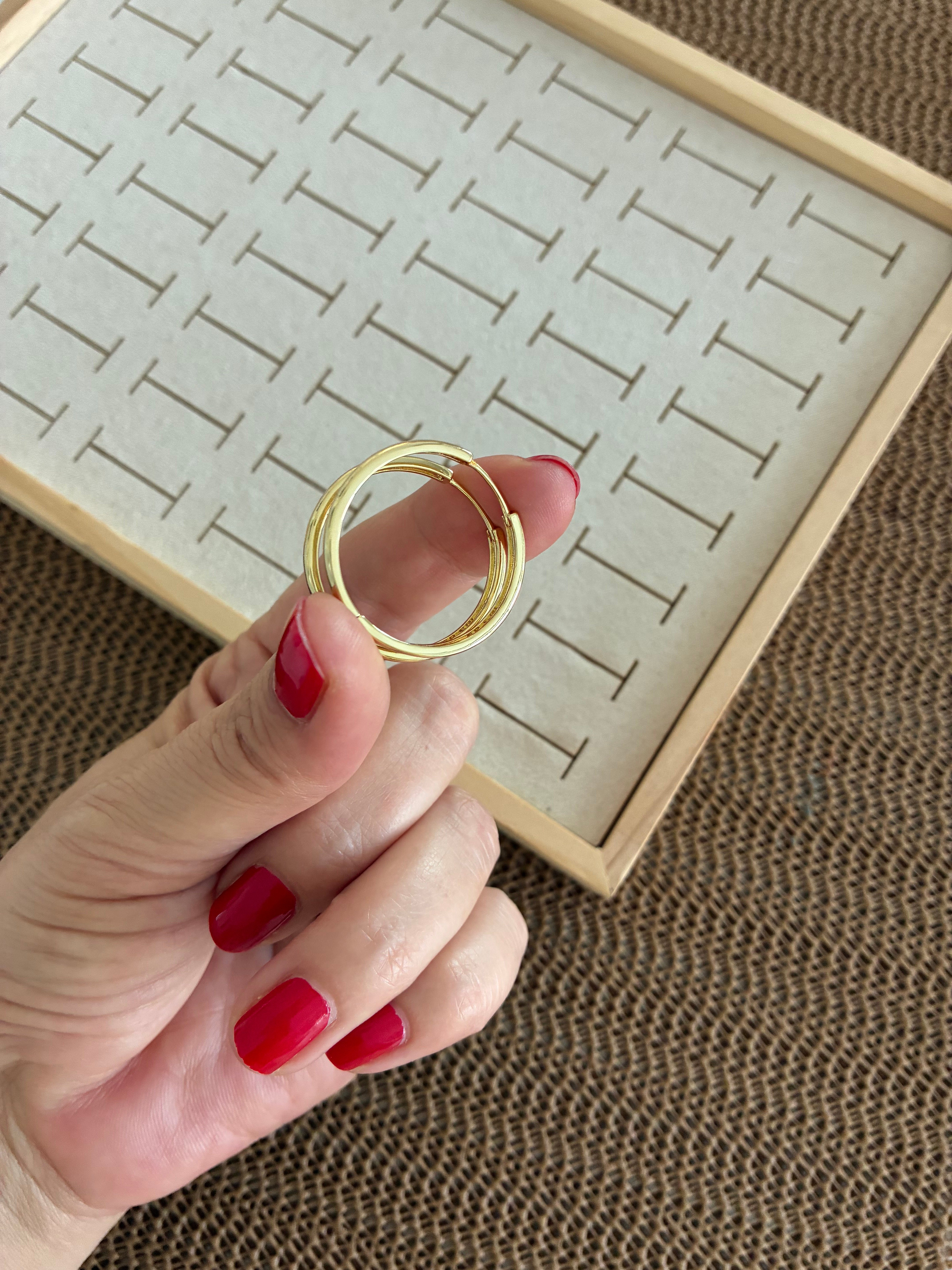Vip Gold 2,5 cm İnce Düz Halka Küpe