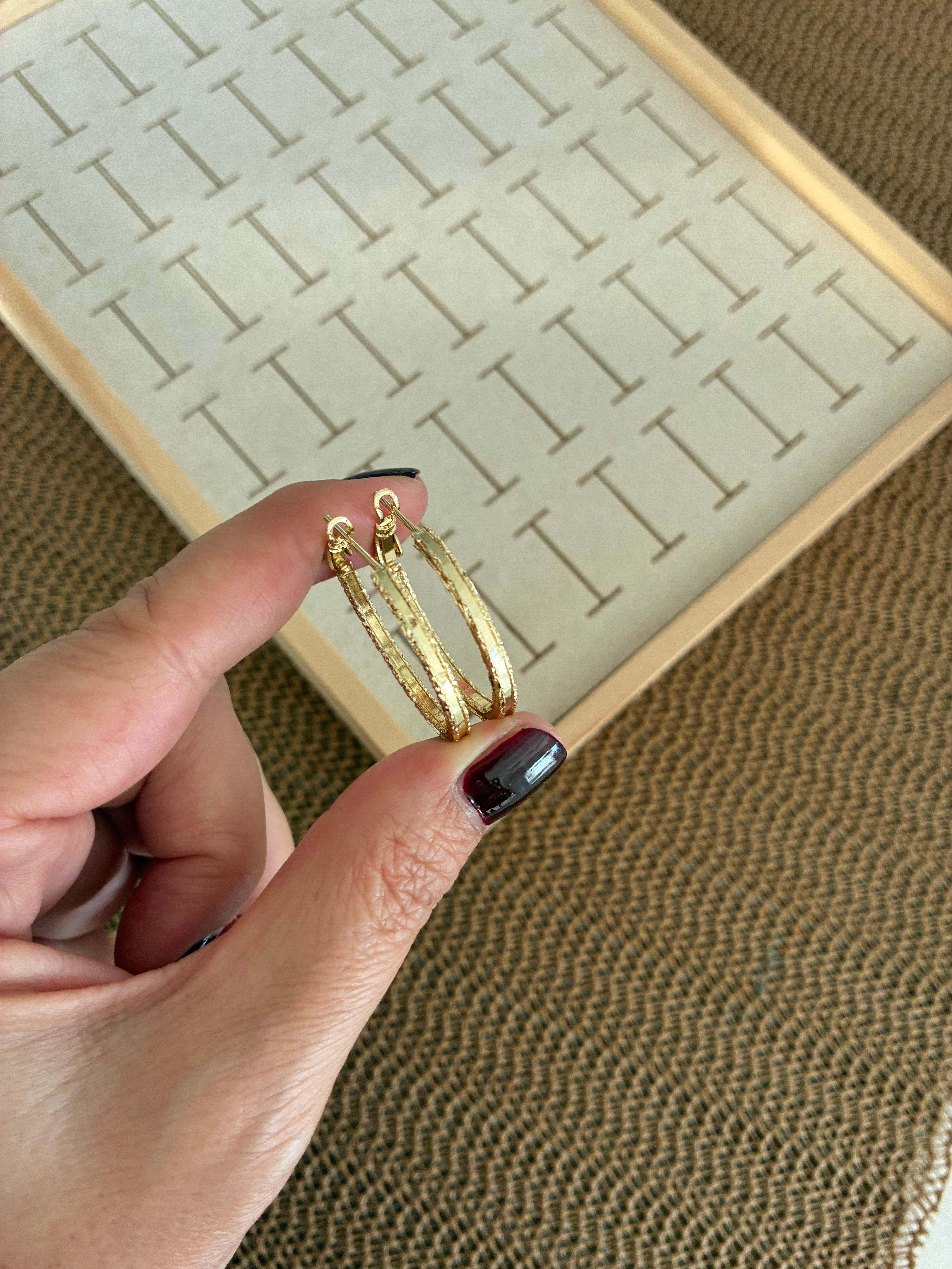 Vip Gold 2,5 Cm Pırıltılı Lazer Halka Küpe