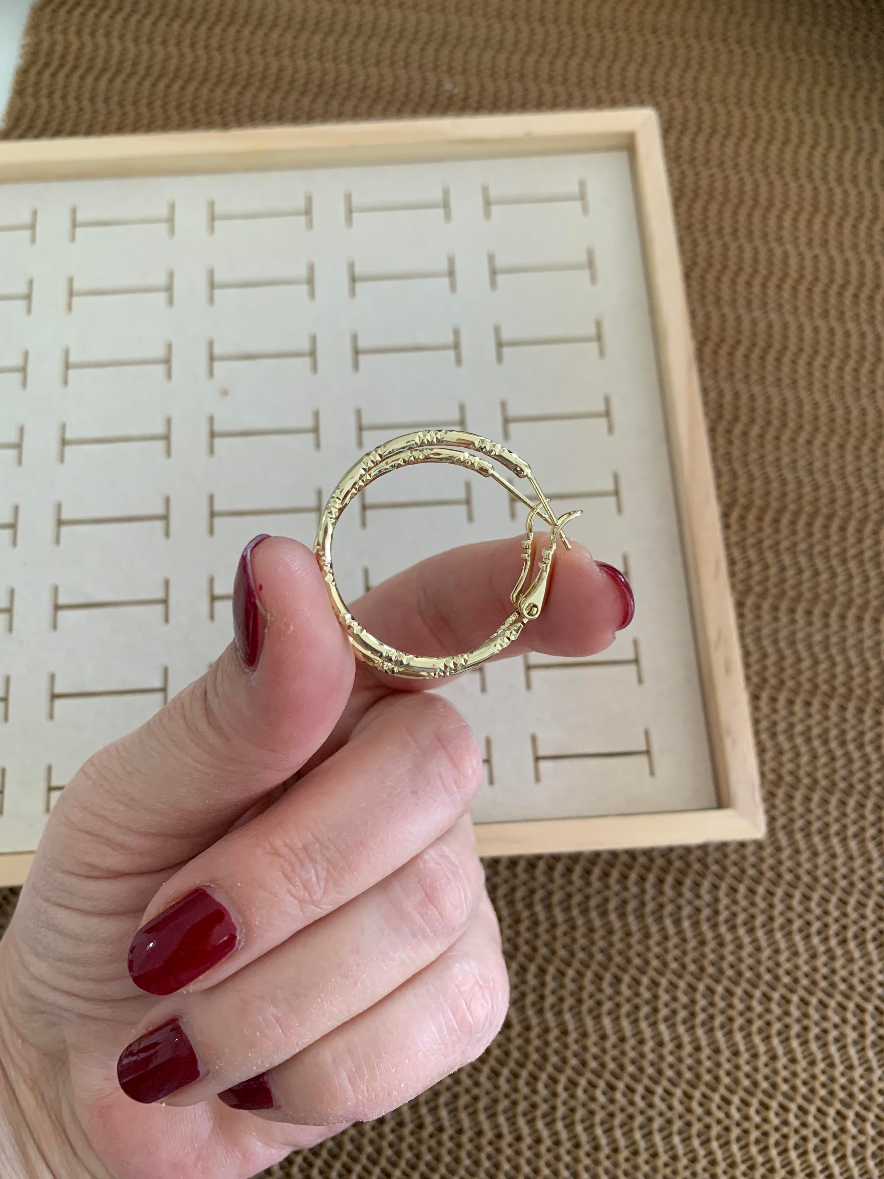 Vip Gold 3 Cm Pırıltılı Halka Küpe
