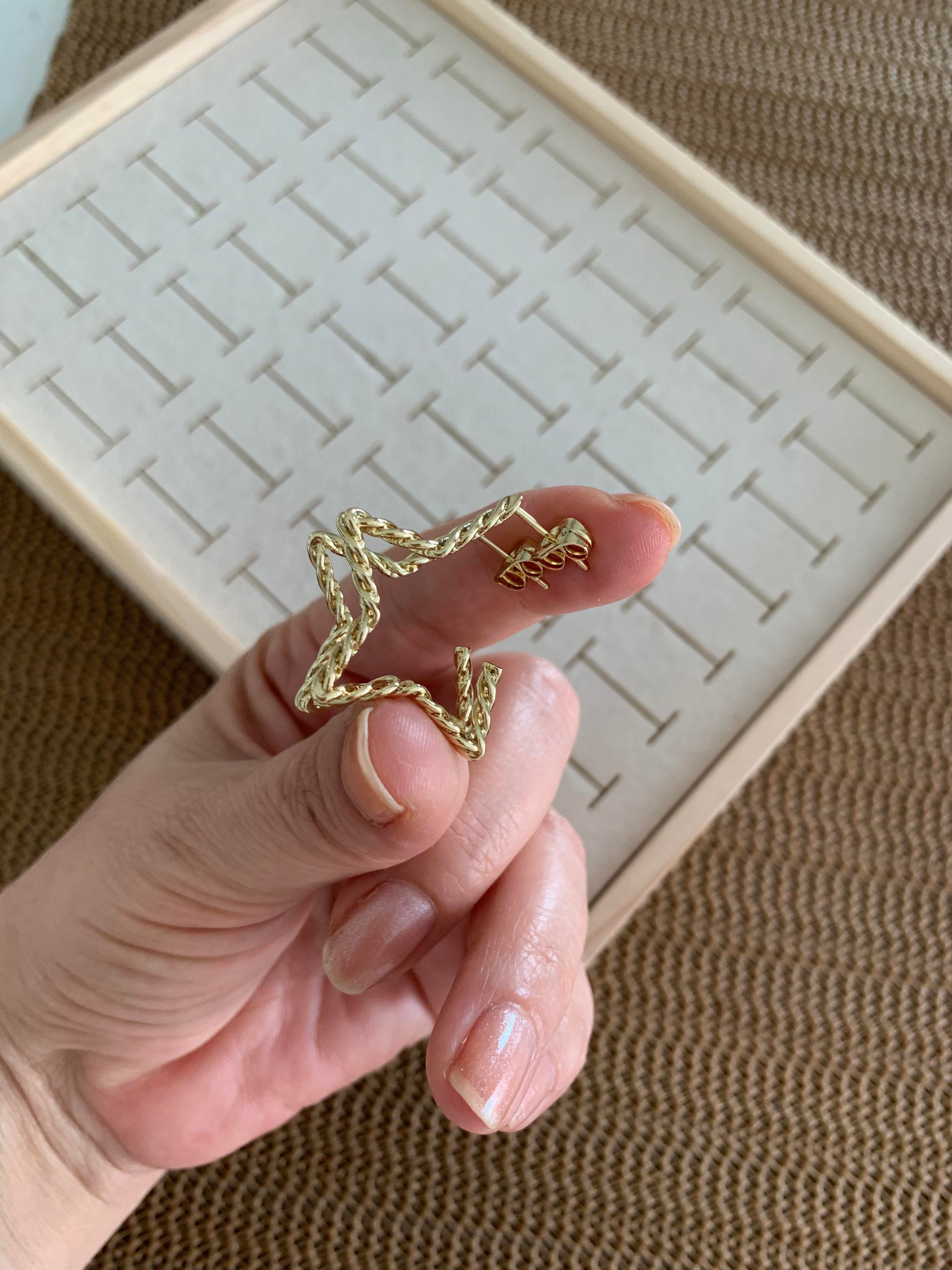 Vip Gold 3 cm Zincir Yıldız Küpe