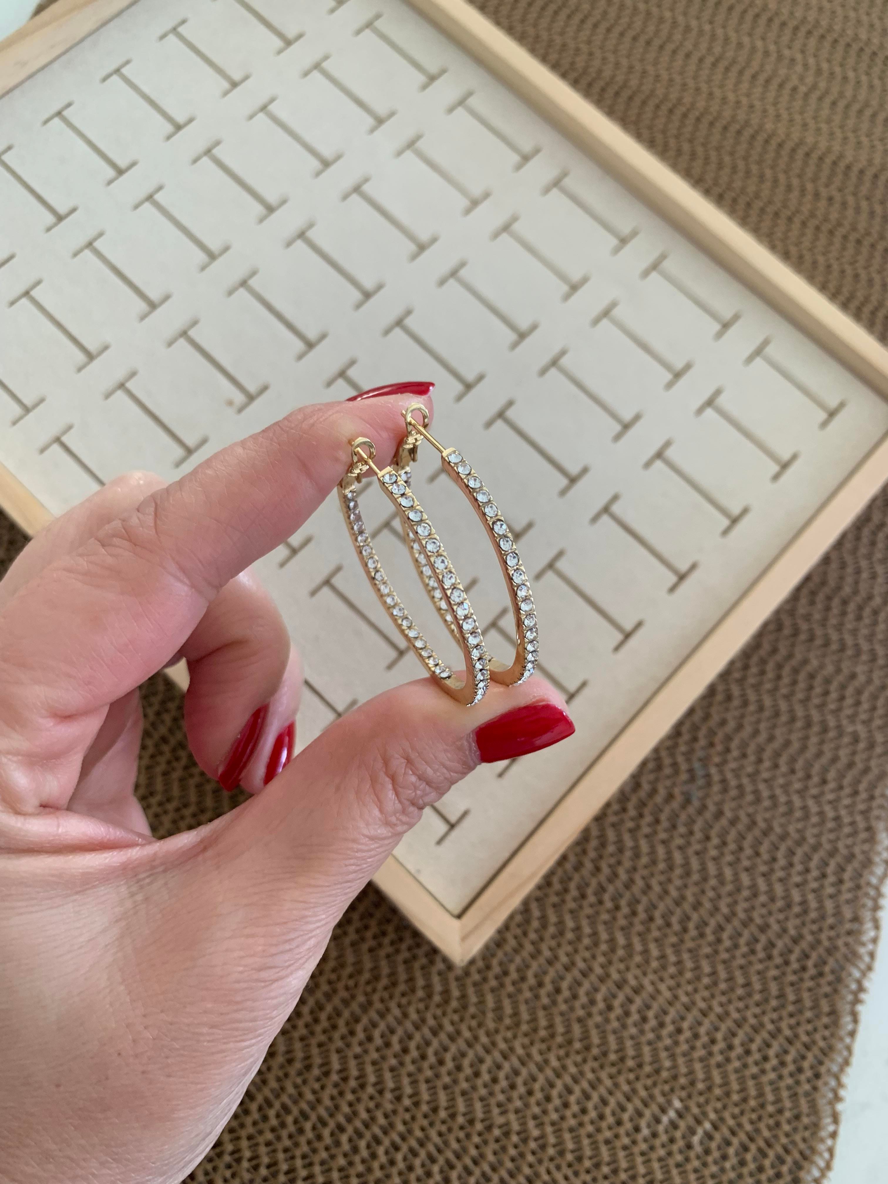 Vip Gold 3,5 Cm Zirkon Taşlı Su Yolu Halka Küpe