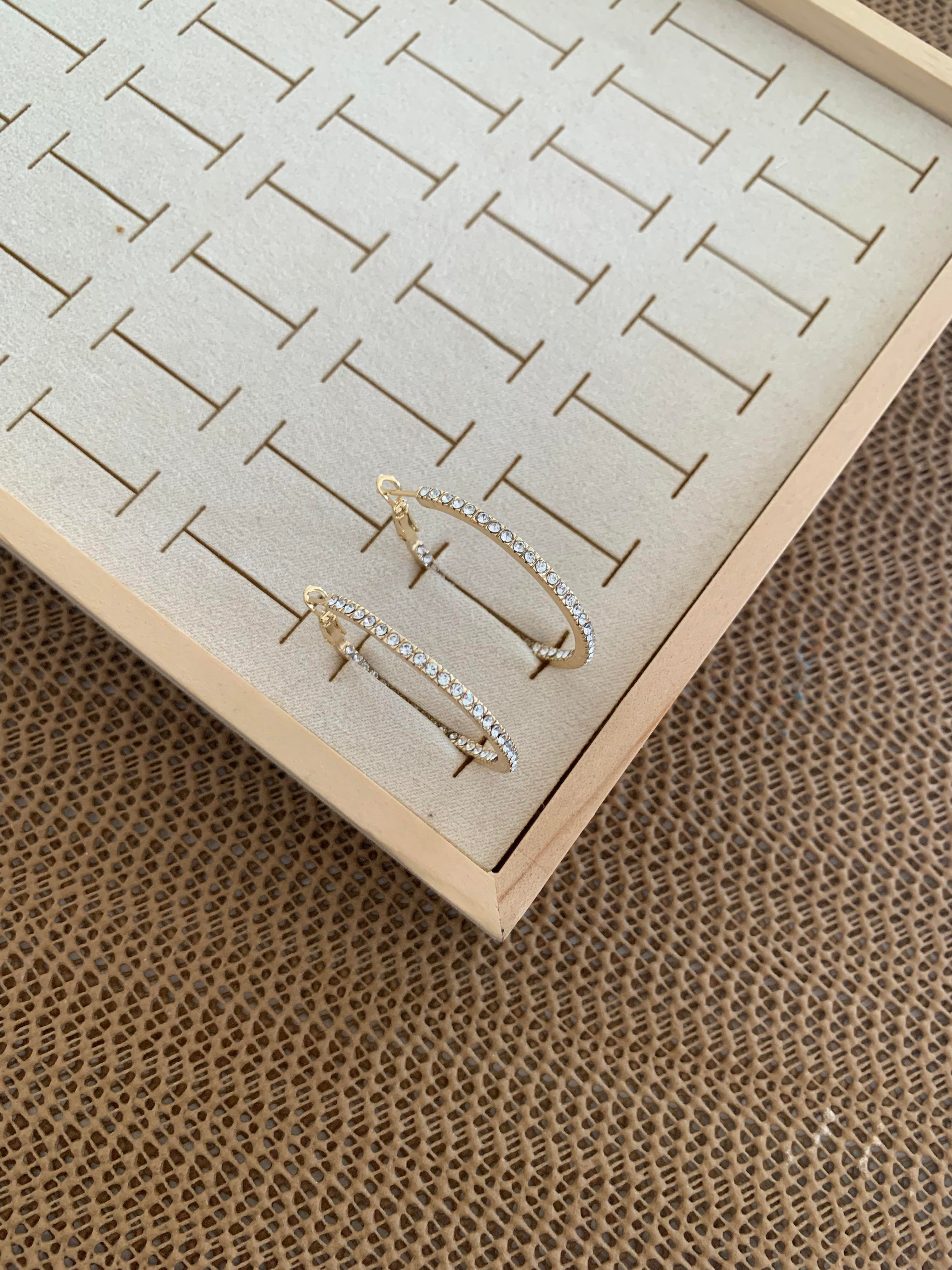 Vip Gold 3,5 Cm Zirkon Taşlı Su Yolu Halka Küpe