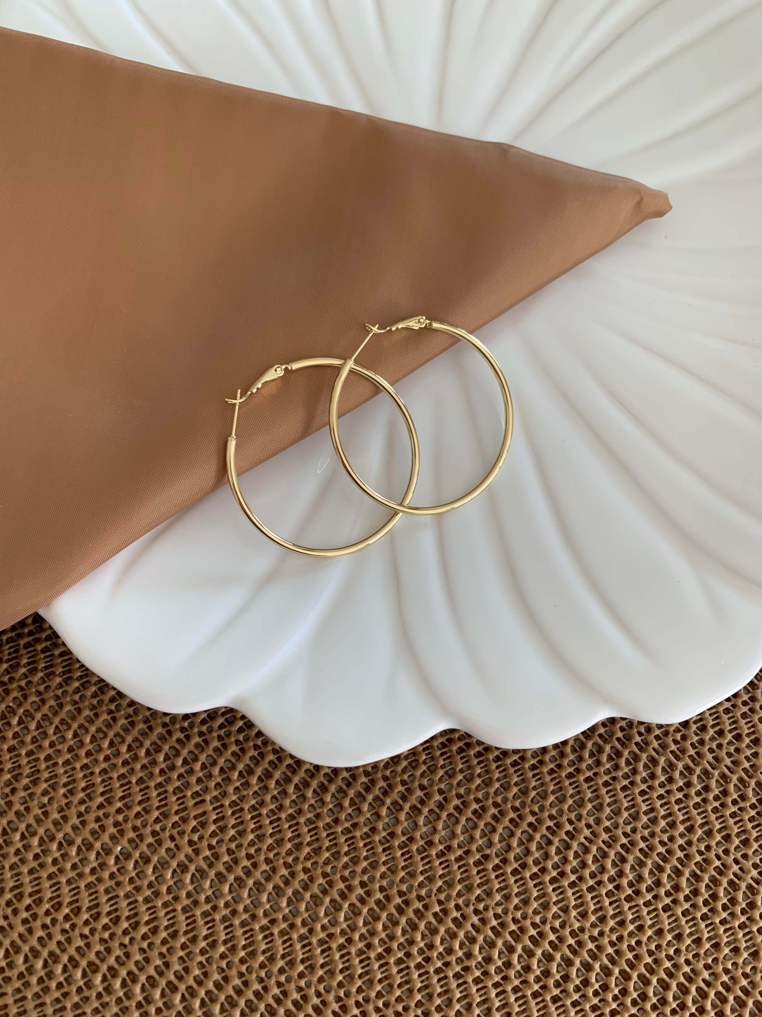 Vip Gold 4 Cm İnce Boru Halka Küpe