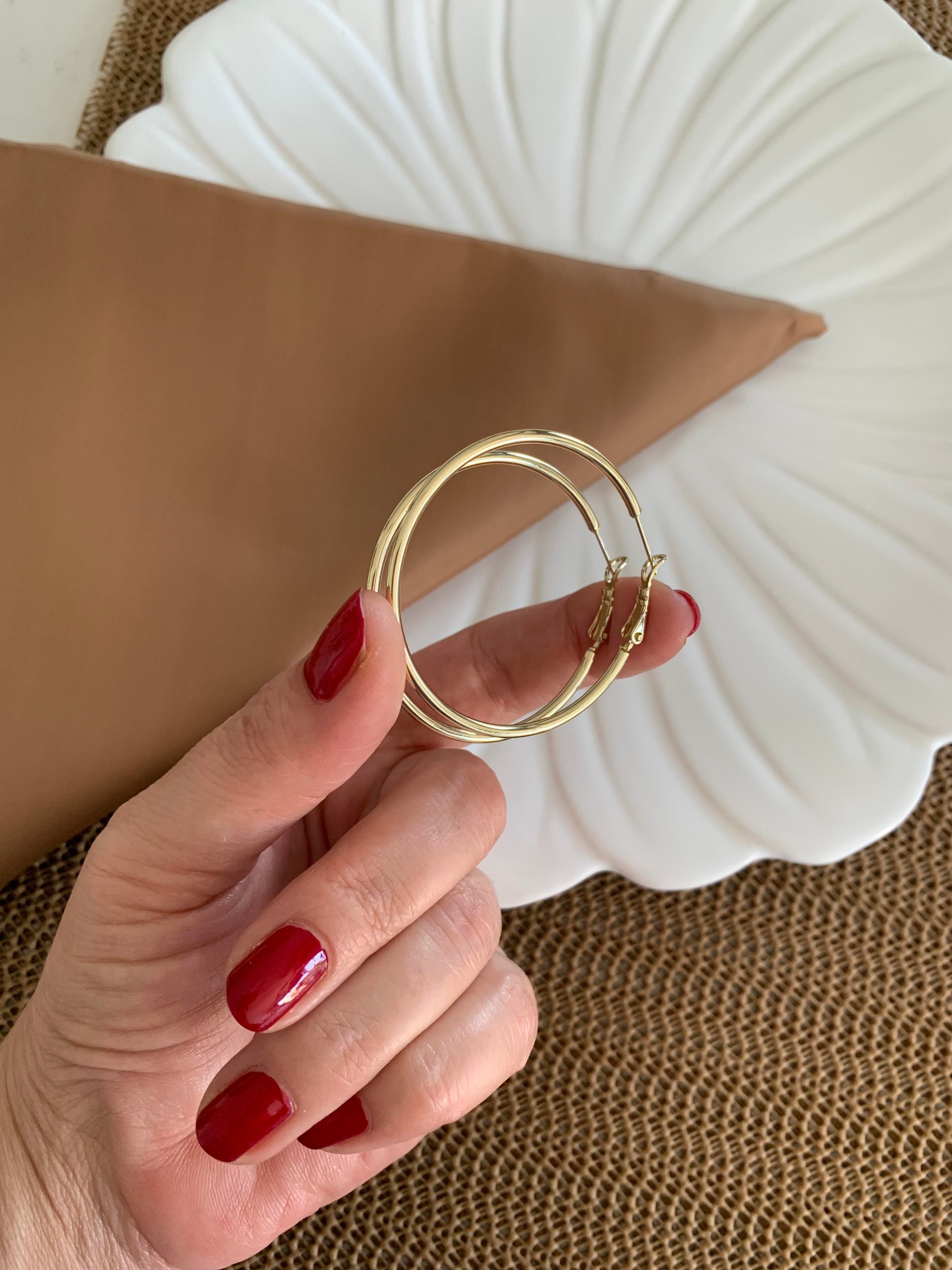 Vip Gold 4 Cm İnce Boru Halka Küpe