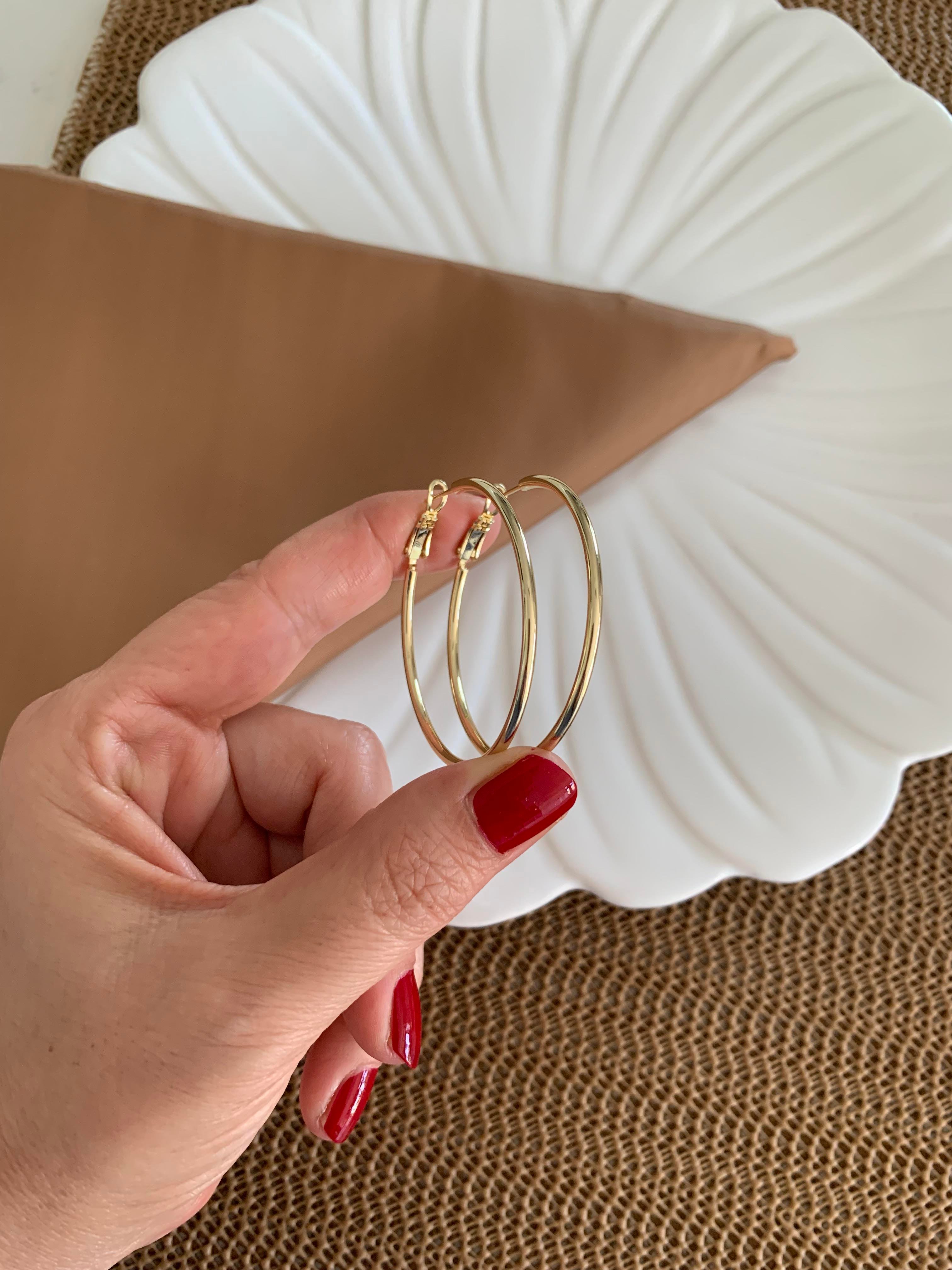 Vip Gold 4 Cm İnce Boru Halka Küpe
