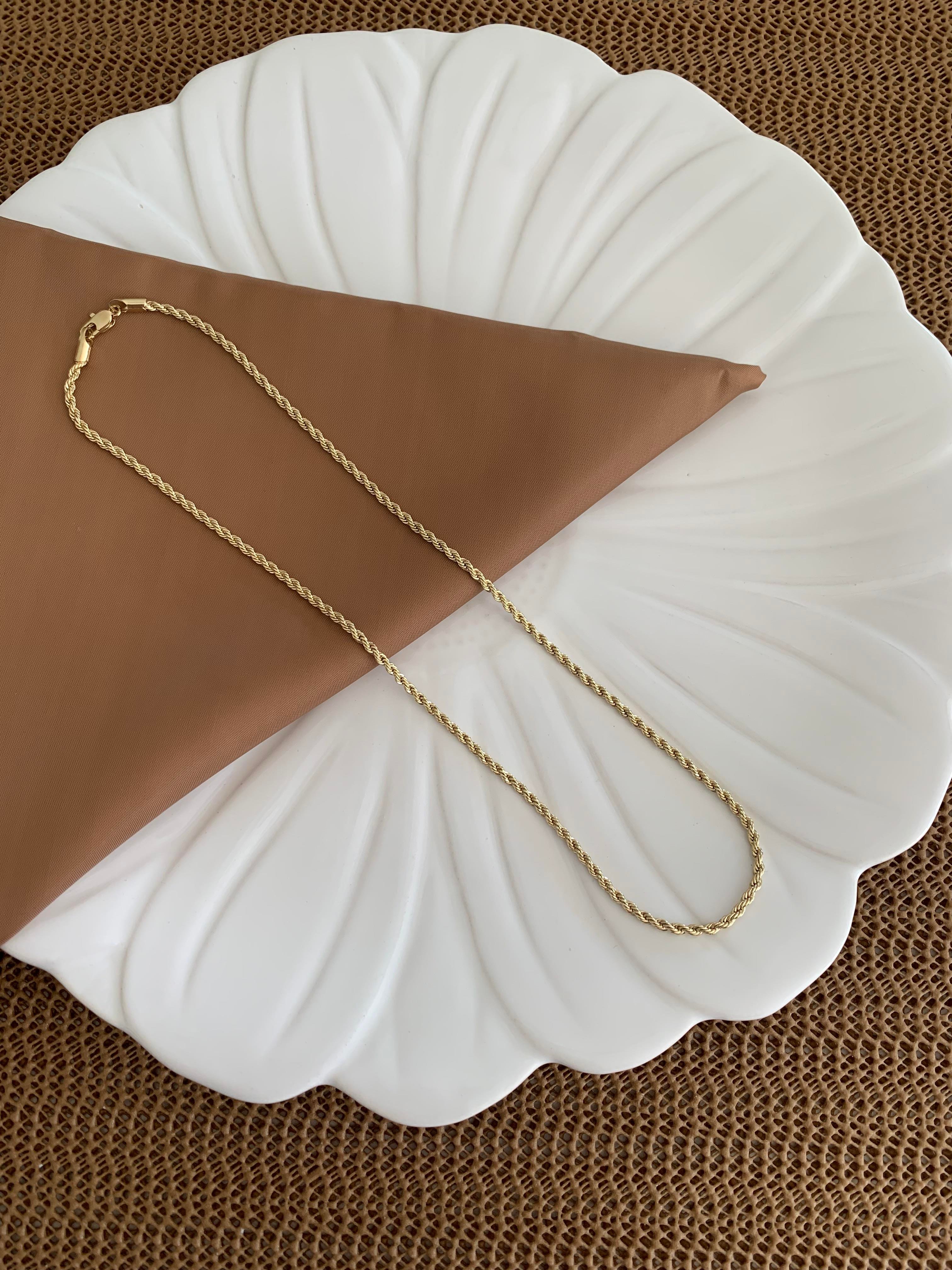 Vip Gold 45 Cm İnce Burgu Zincirli Kolye
