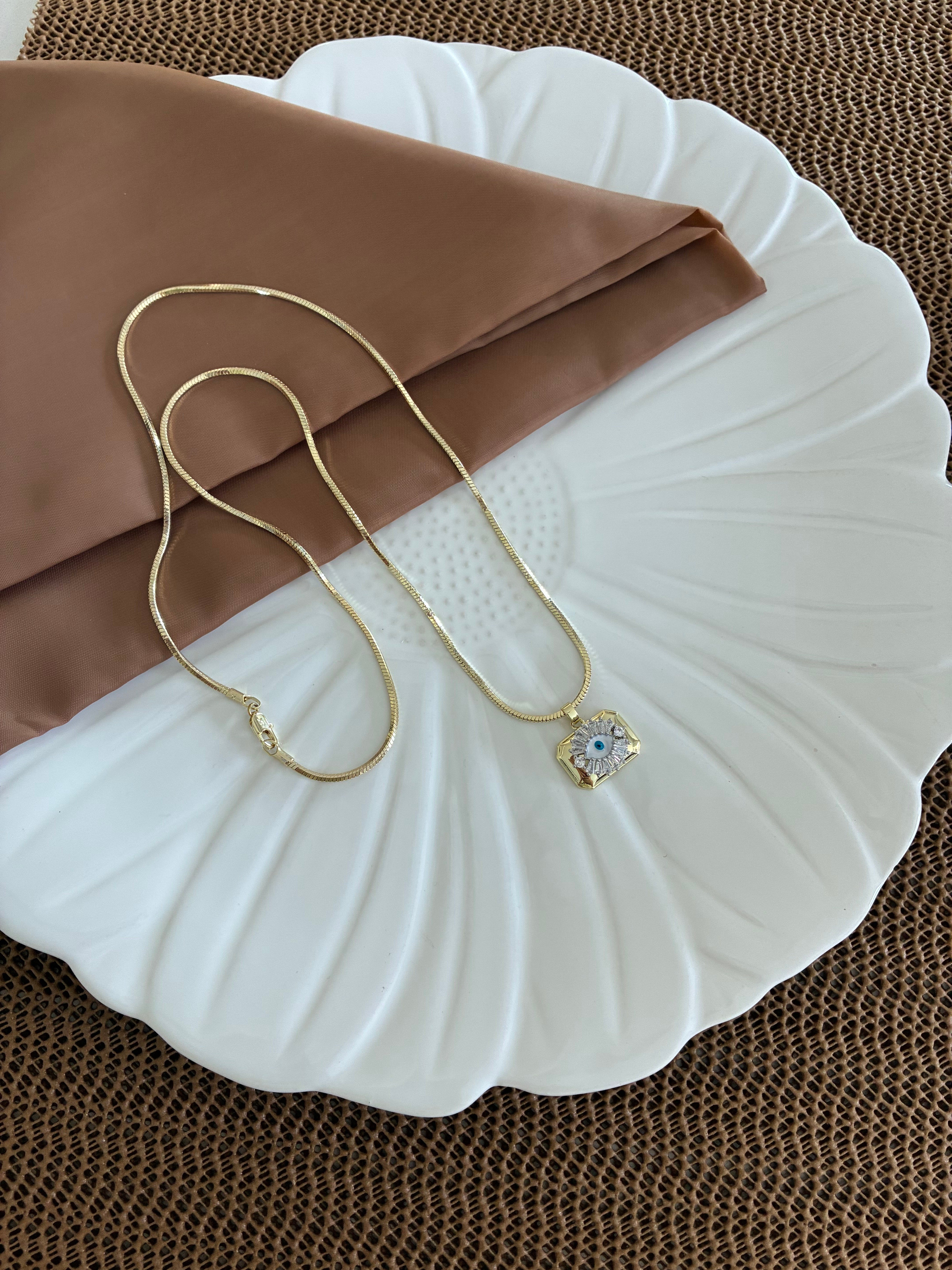 Vip Gold 45 Cm İtalyan Zincir Baget Taşlı Kirpikli Göz Kolye