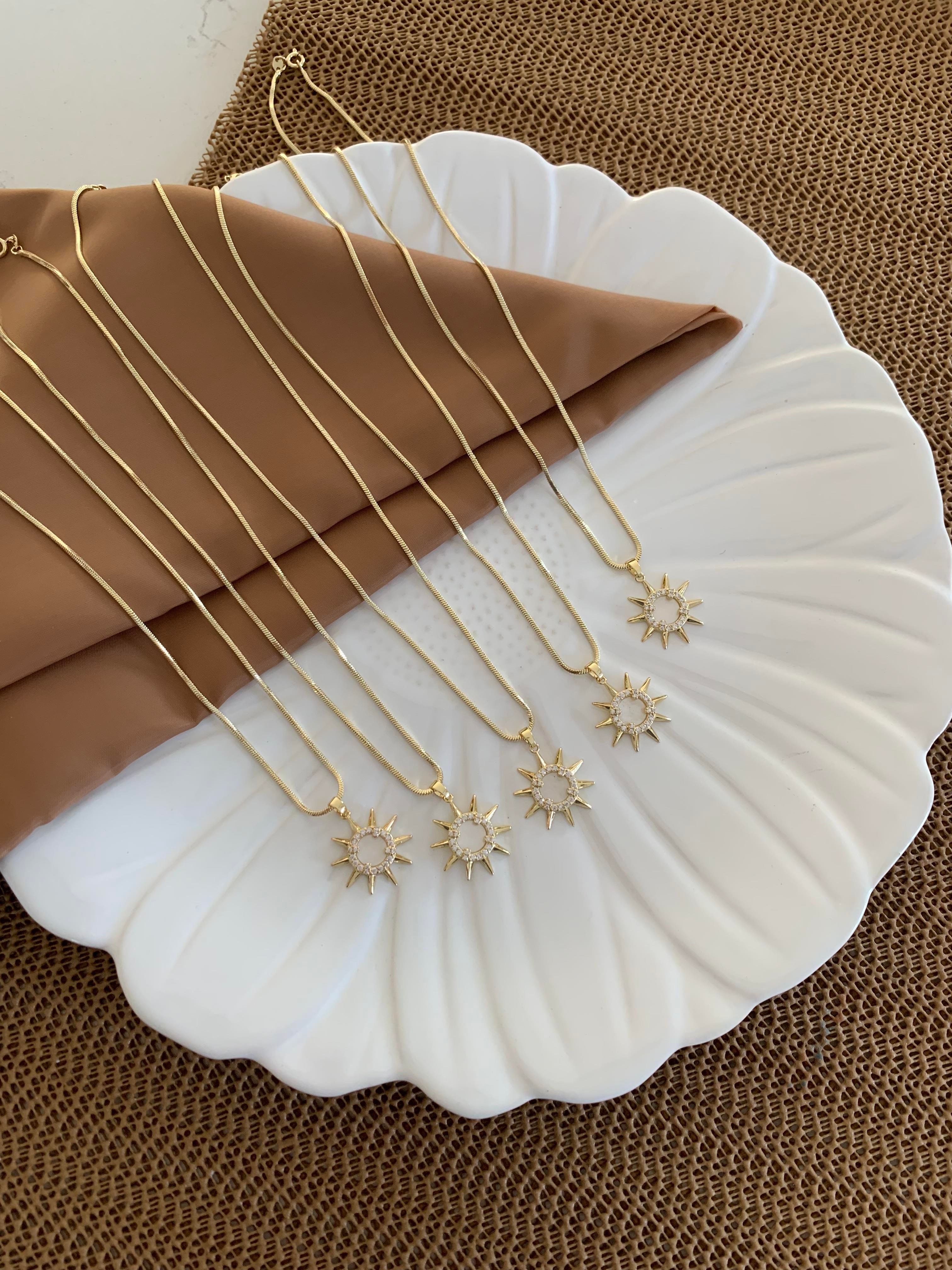 Vip Gold 45 Cm İtalyan Zincir Zirkon Taşlı Sdf Güneş Kolye