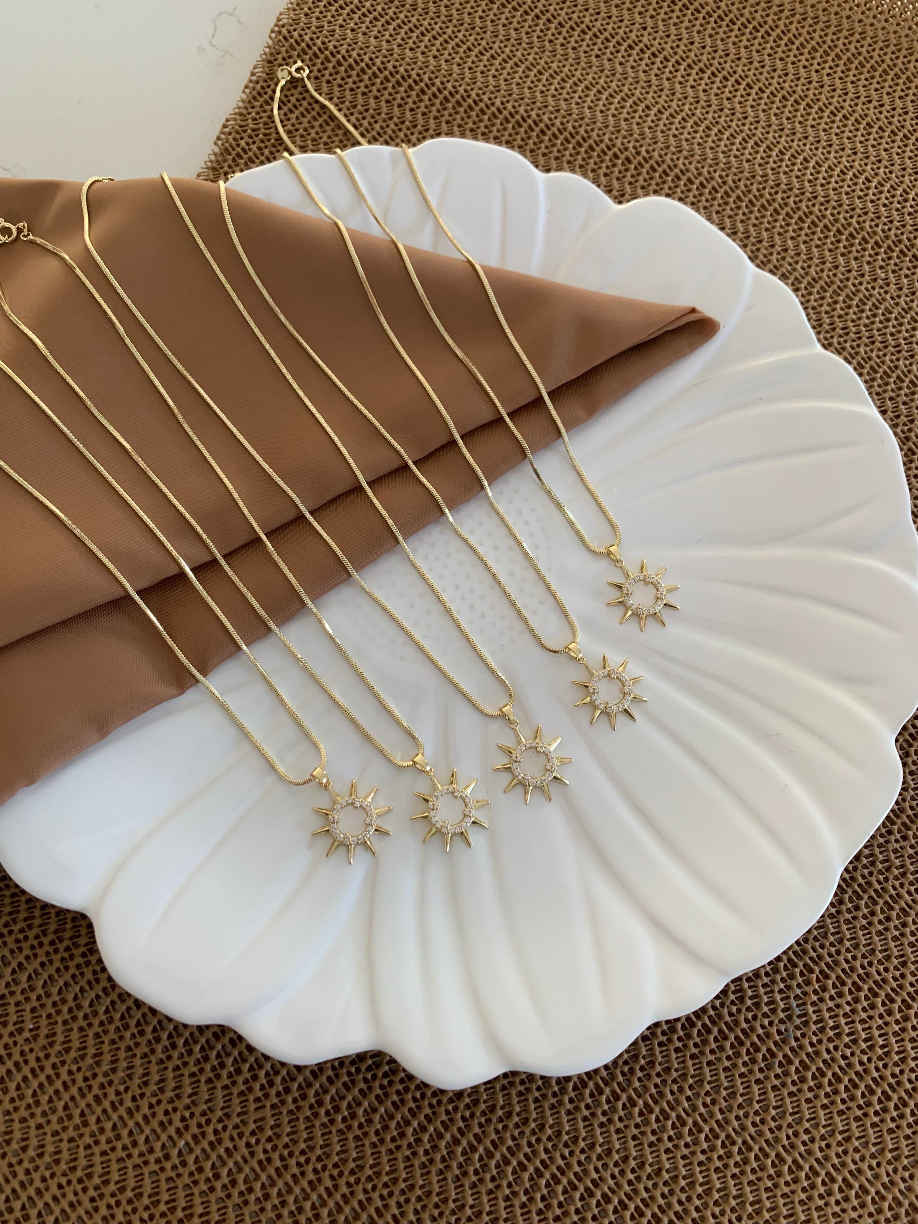 Vip Gold 45 Cm İtalyan Zincir Zirkon Taşlı Sdf Güneş Kolye