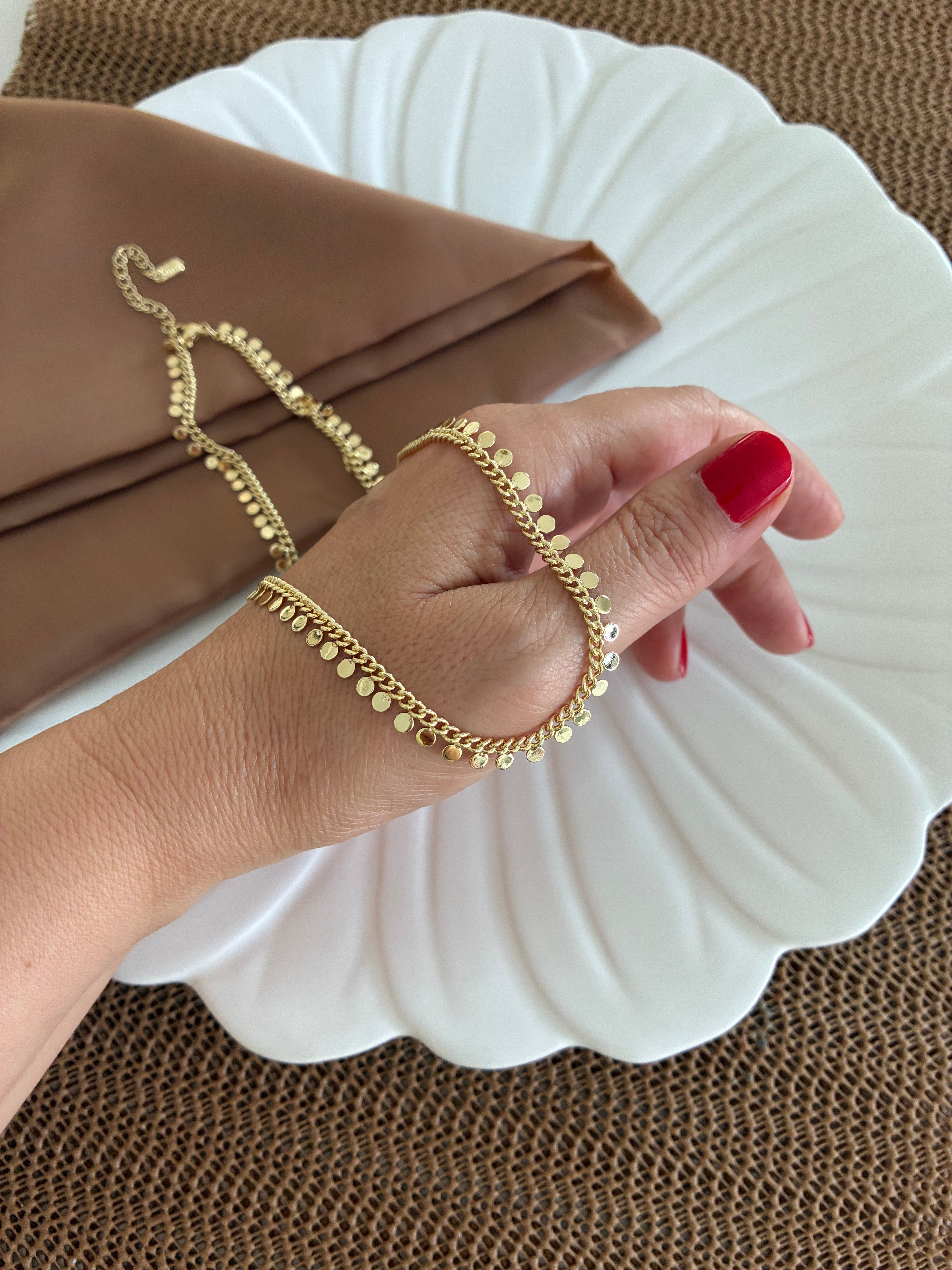 Vip Gold 45 cm Klasik Zincir Plaka Pul Sıralı Kolye