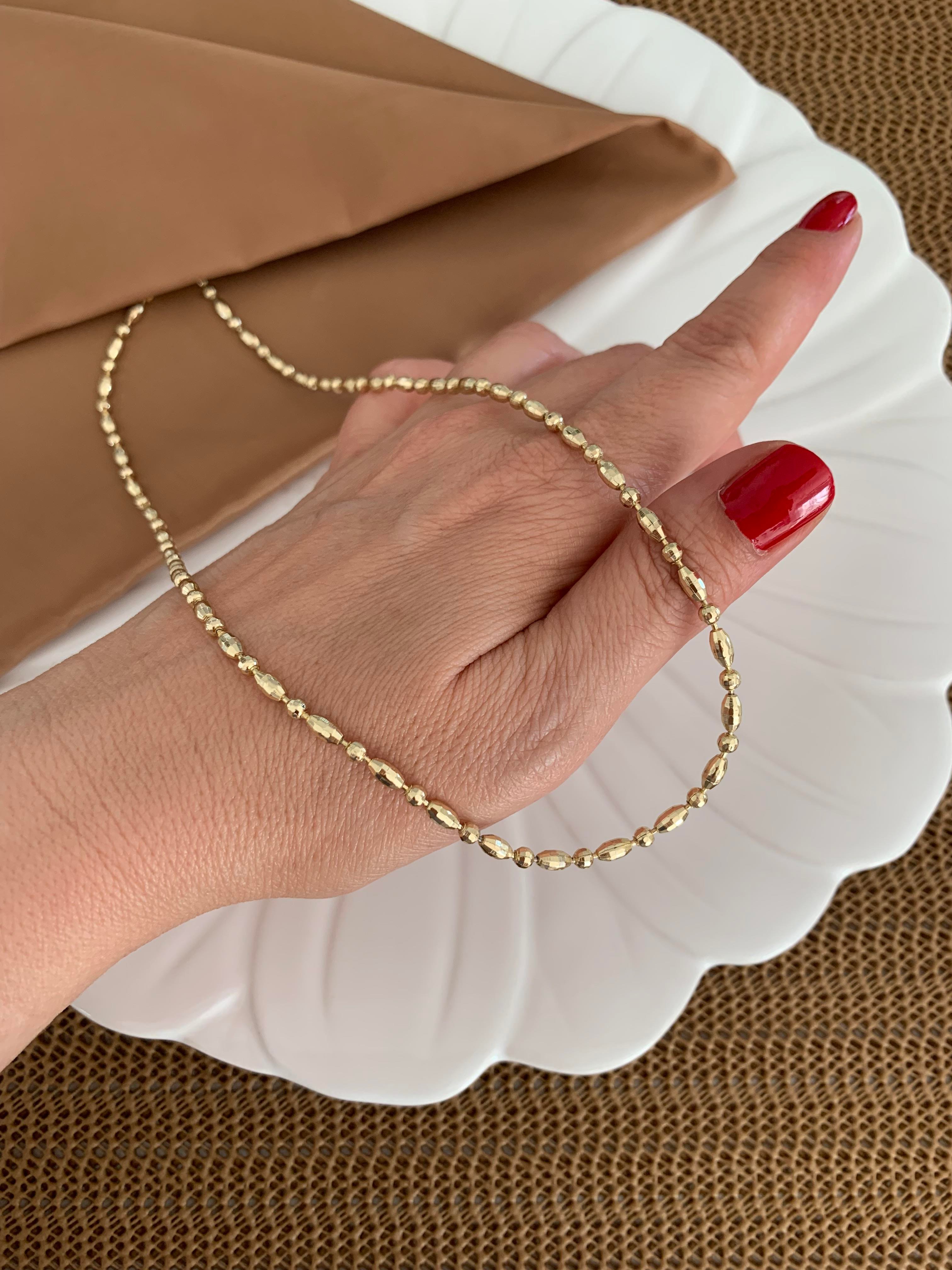 Vip Gold 45 Cm Pırıltılı Yassı Topçuk Sıralı Kolye
