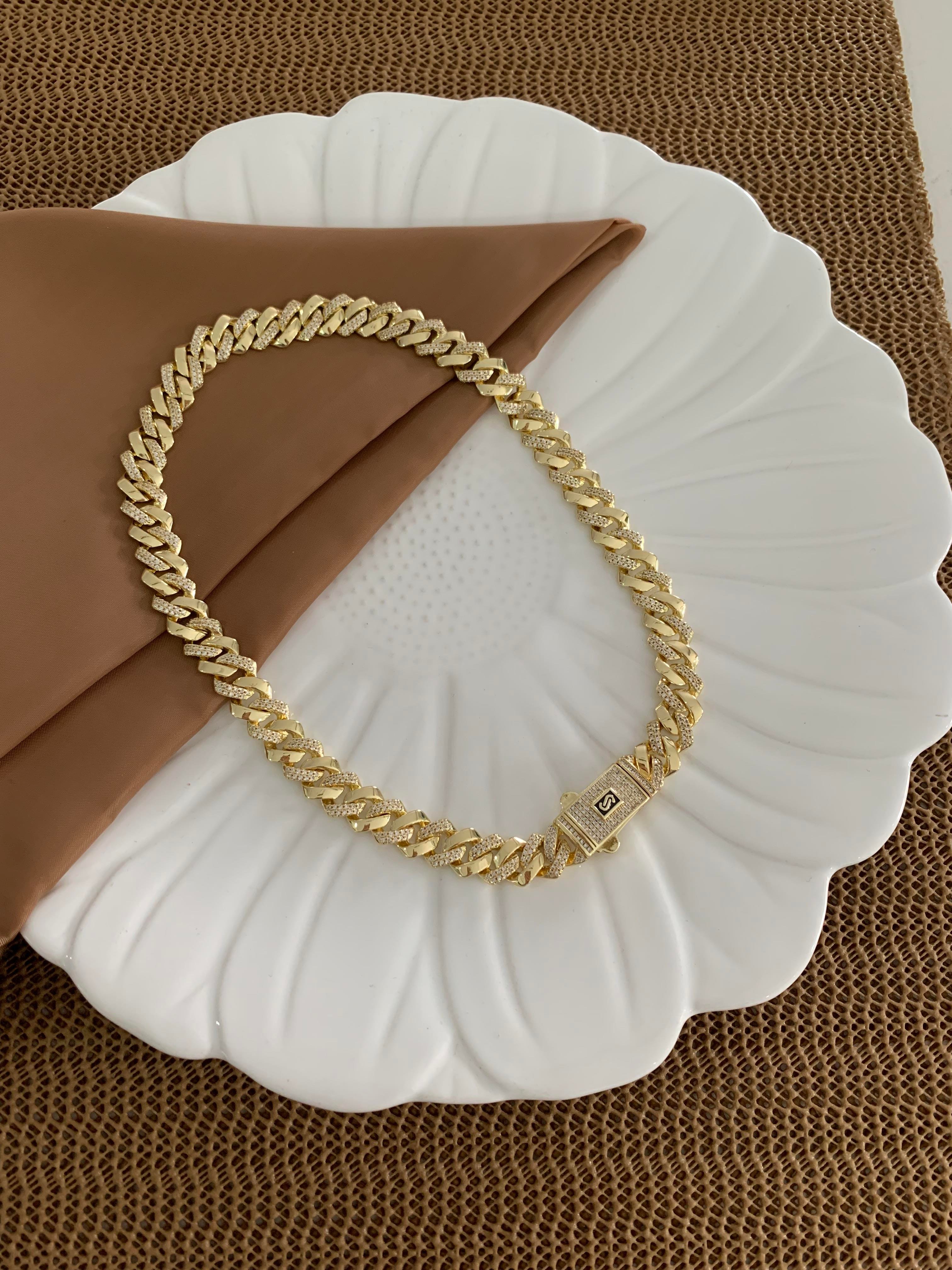 Vip Gold 45 Cm Zirkon Taşlı Kalın Kesme Gurmet Kolye