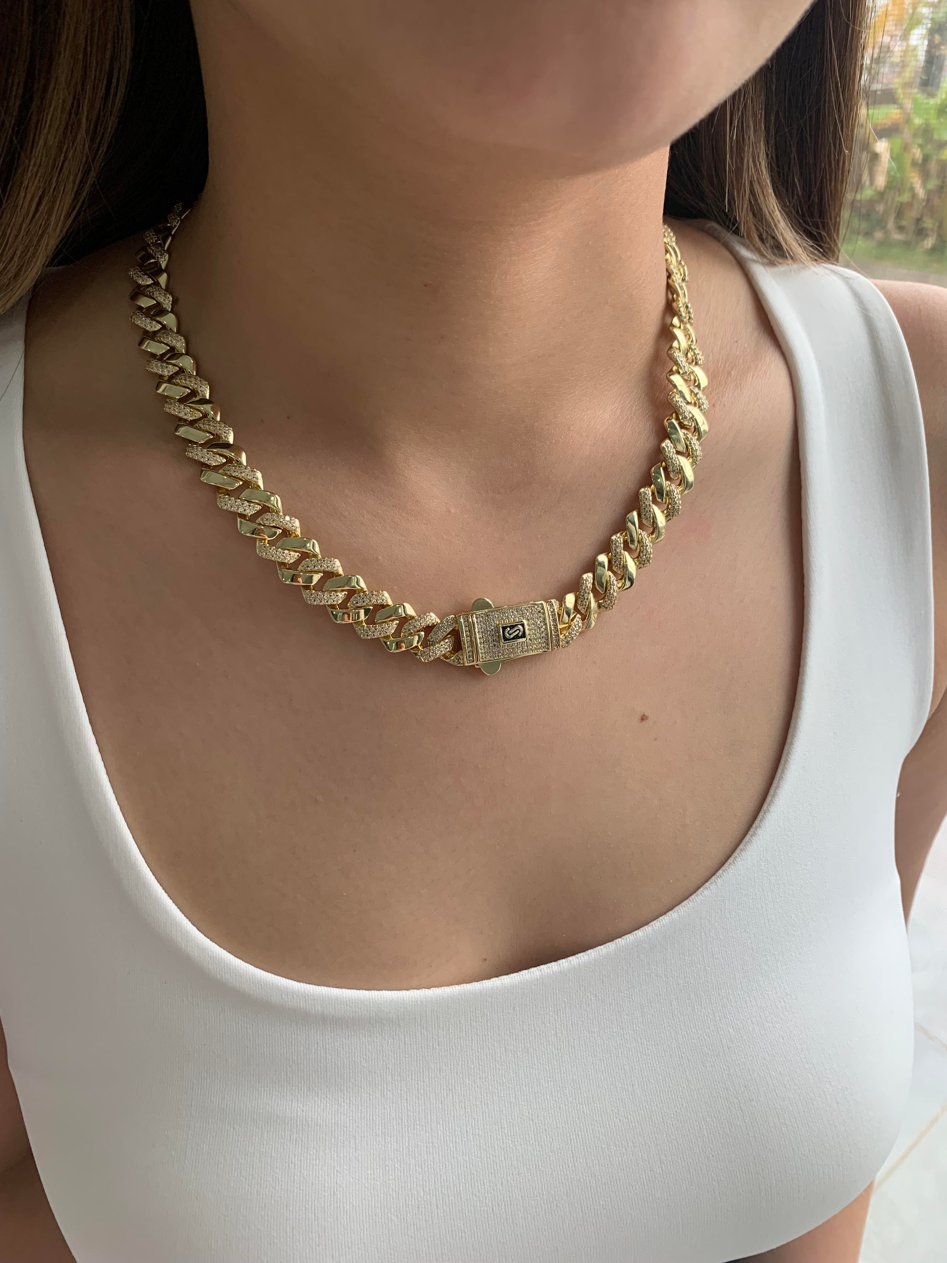 Vip Gold 45 Cm Zirkon Taşlı Kalın Kesme Gurmet Kolye