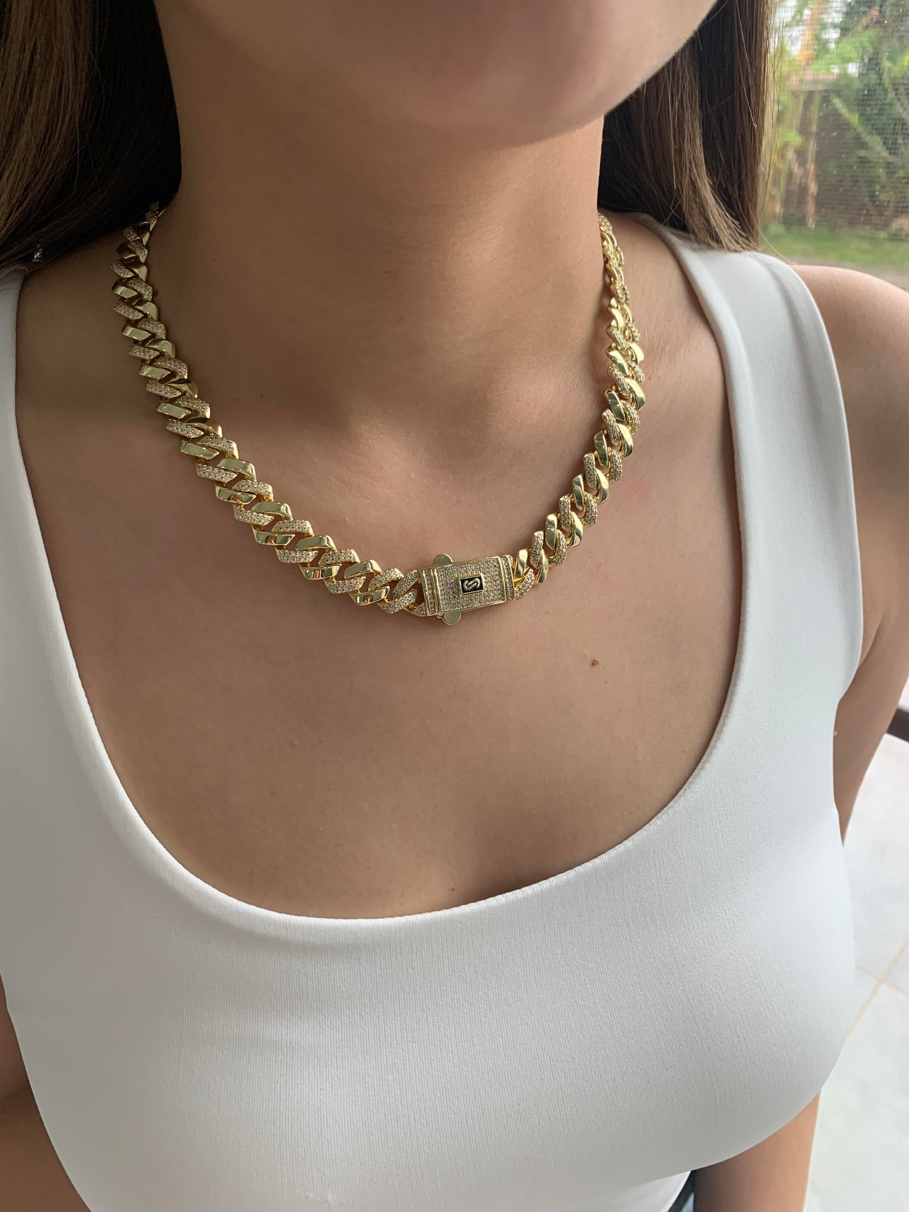 Vip Gold 45 Cm Zirkon Taşlı Kalın Kesme Gurmet Kolye