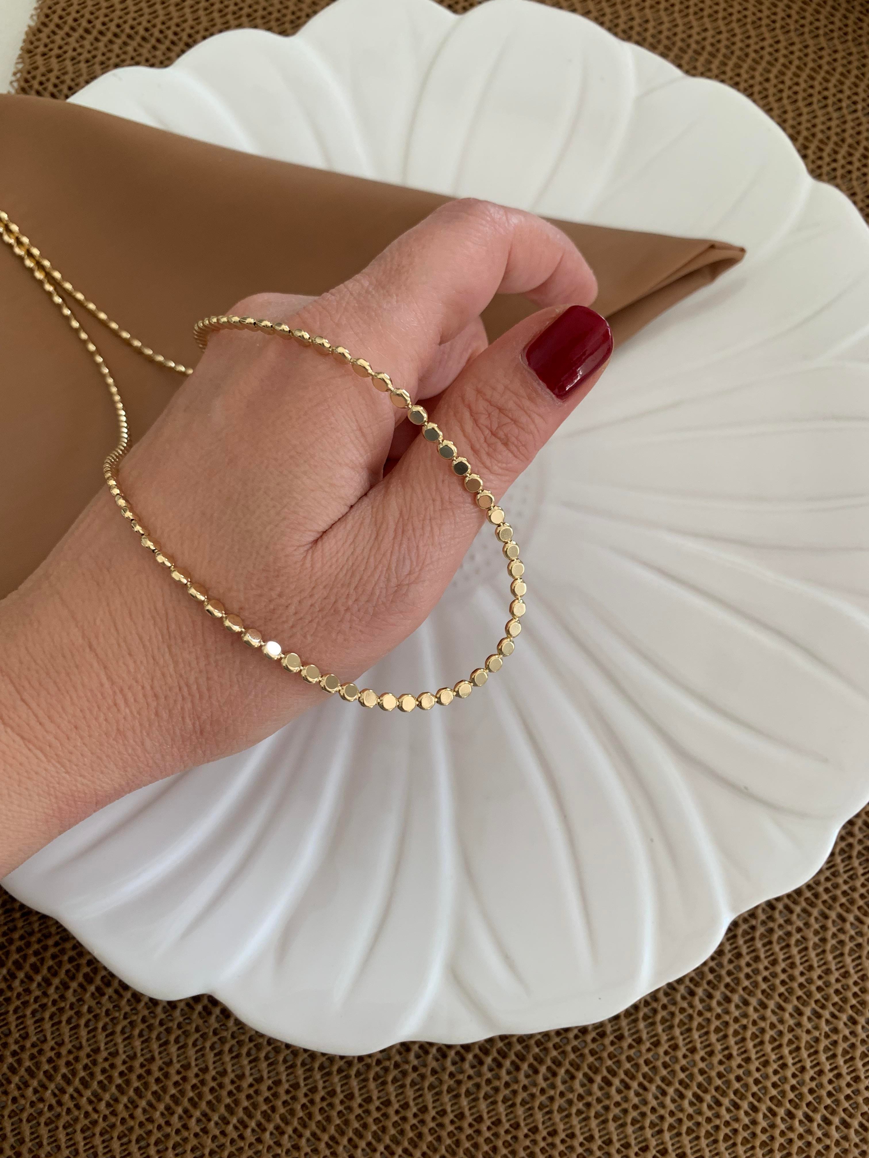 Vip Gold 49 Cm Pırıltılı Ezme Kolye
